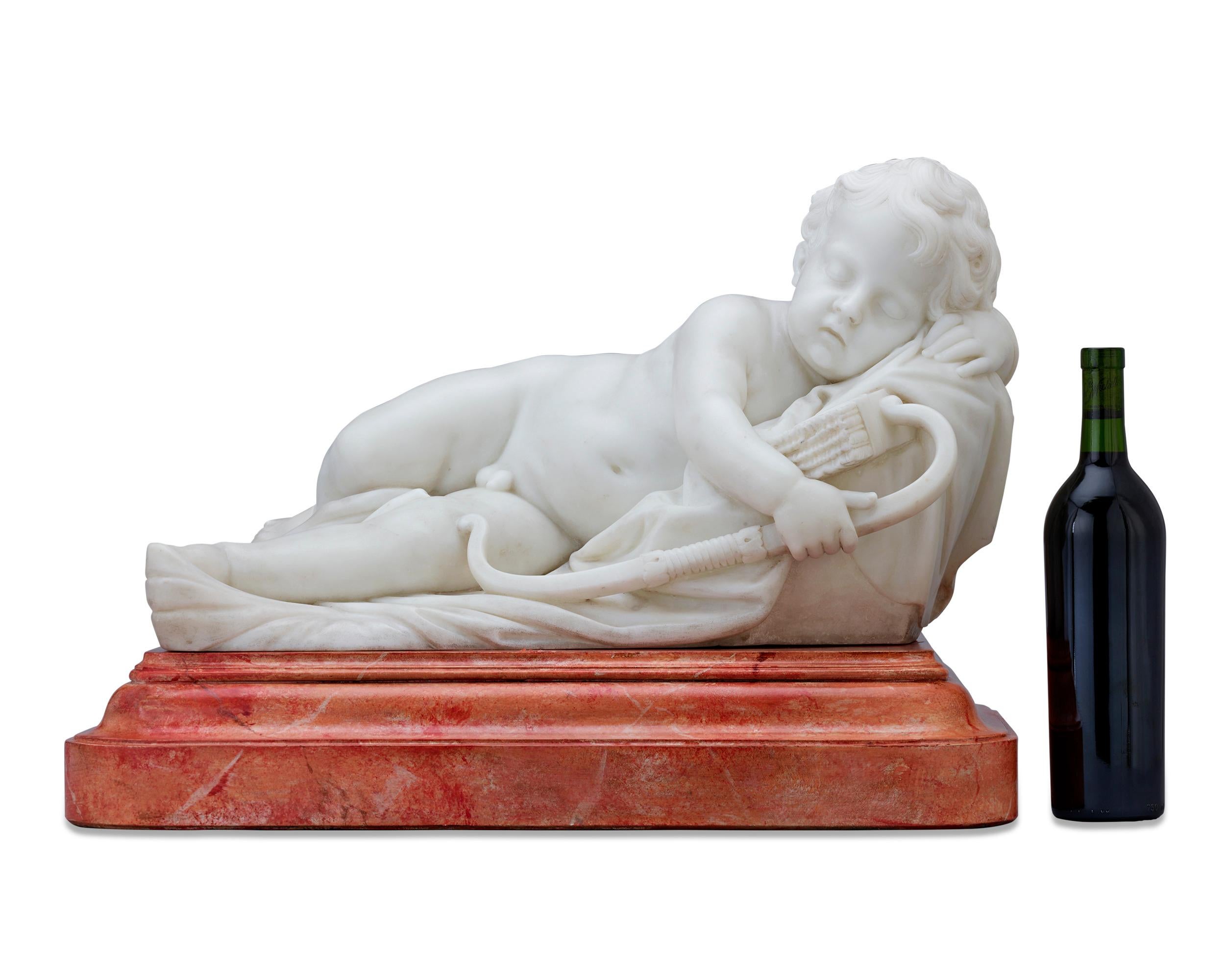 18th Century Sleeping Cupid Italian Marble