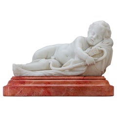 Antique Sleeping Cupid Italian Marble