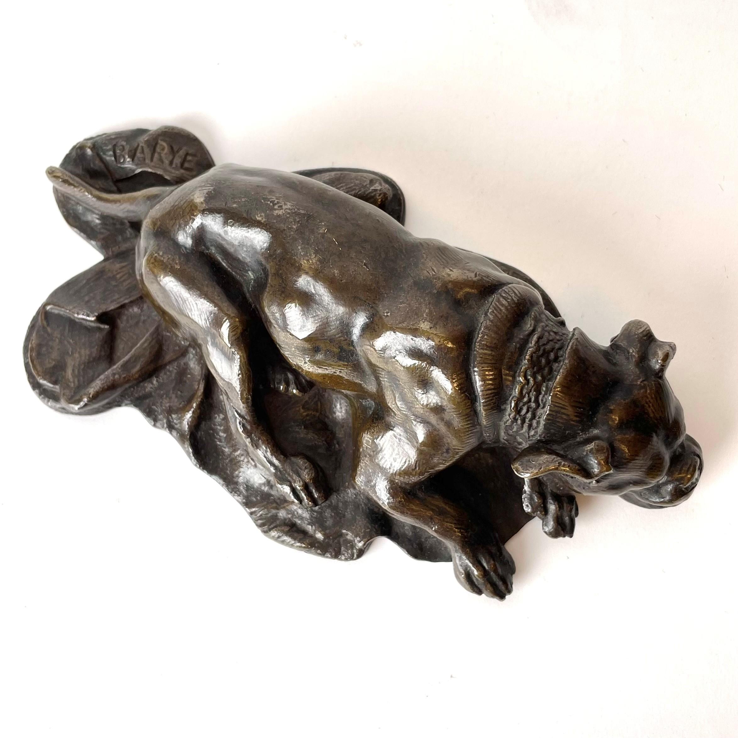 Sleeping Dog in Bronze by Antoine-Louis Barye, Mid-19th Century 1