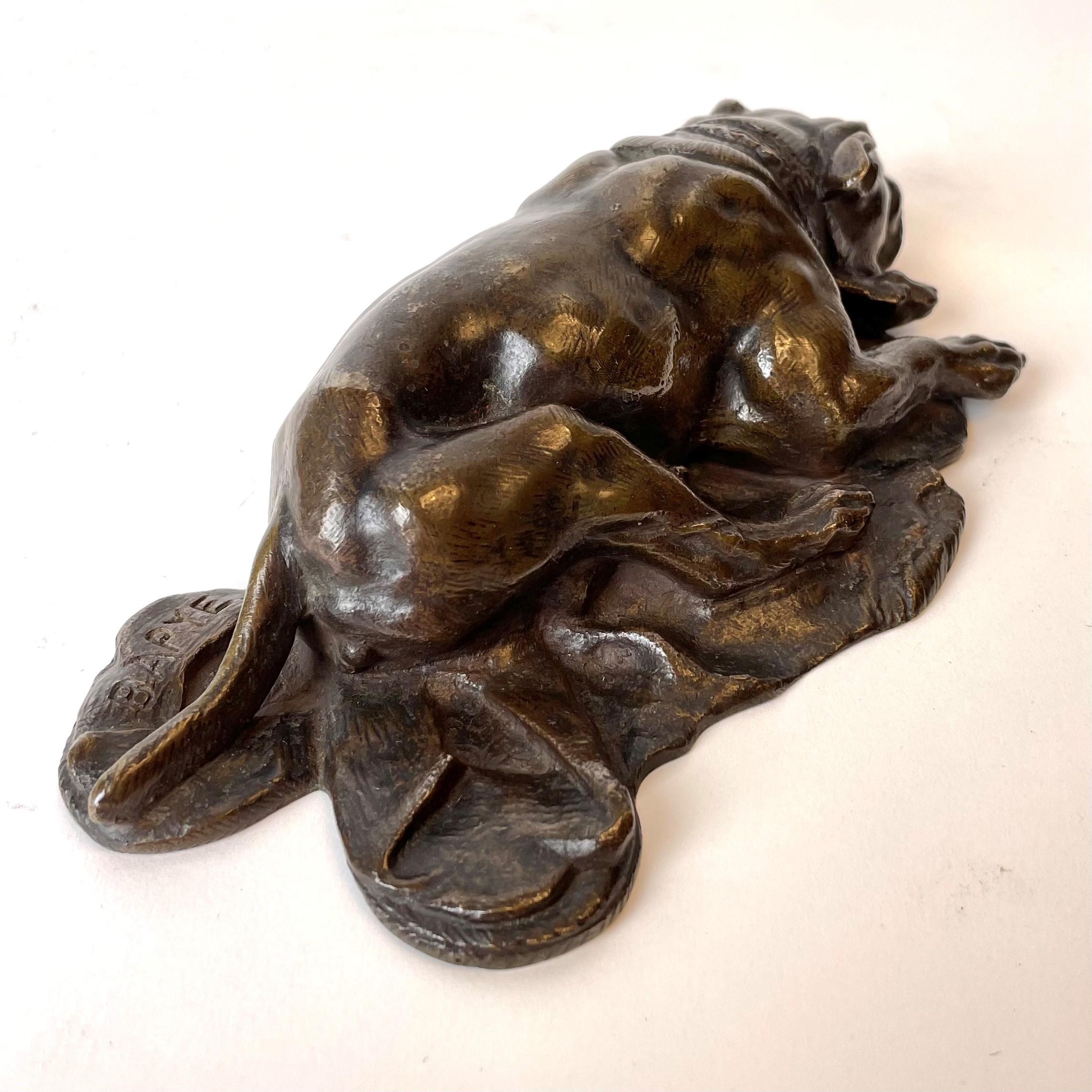 Sleeping Dog in Bronze by Antoine-Louis Barye, Mid-19th Century 2