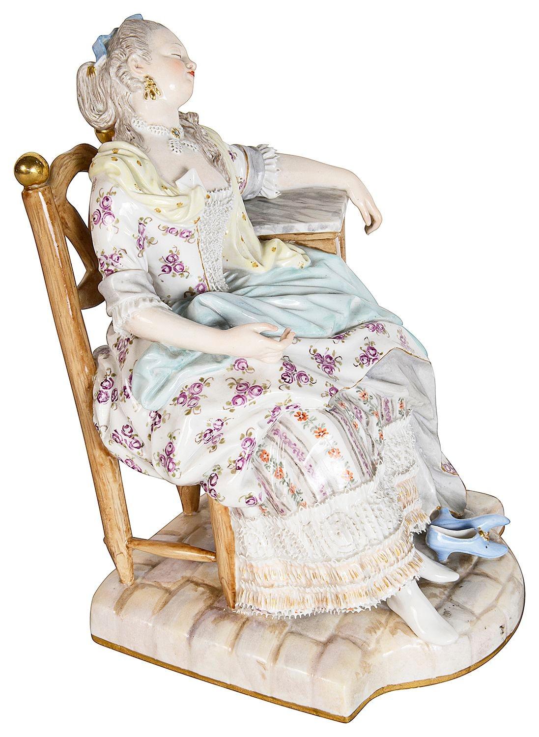 Dipinto a mano Dama addormentata, Meissen, XIX secolo. in vendita