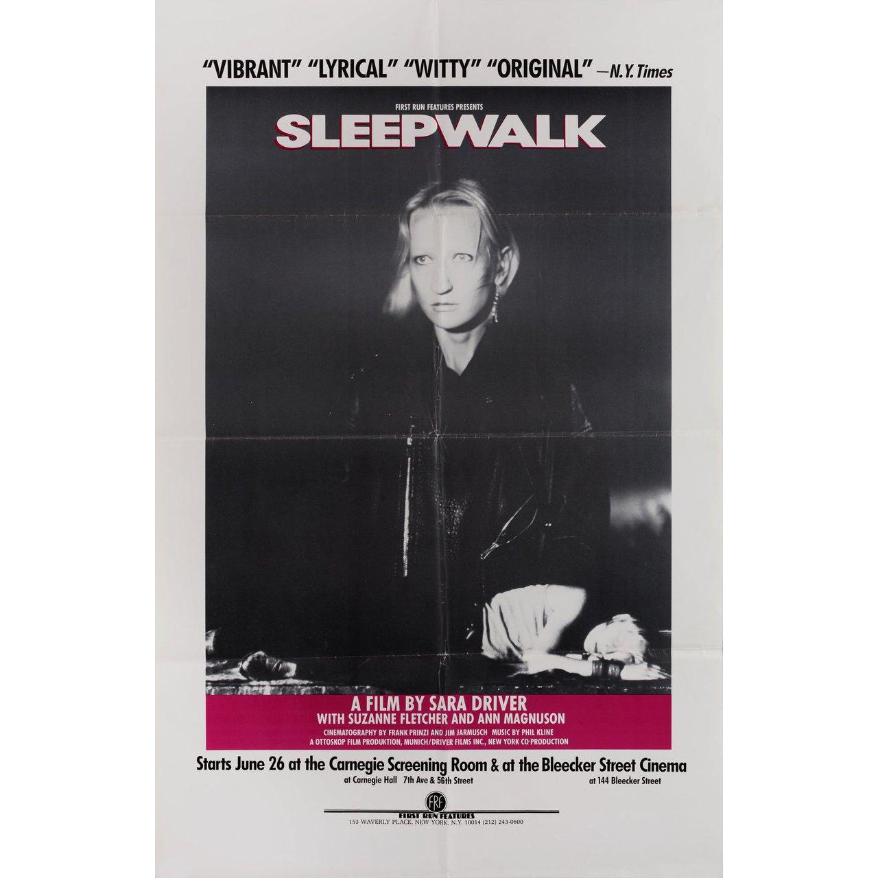 Original 1986 U.S. poster for the film Sleepwalk directed by Sara Driver with Suzanne Fletcher / Ann Magnuson / Dexter Lee / Stephen Chen. Very good-fine condition, folded. Many original posters were issued folded or were subsequently folded. Please