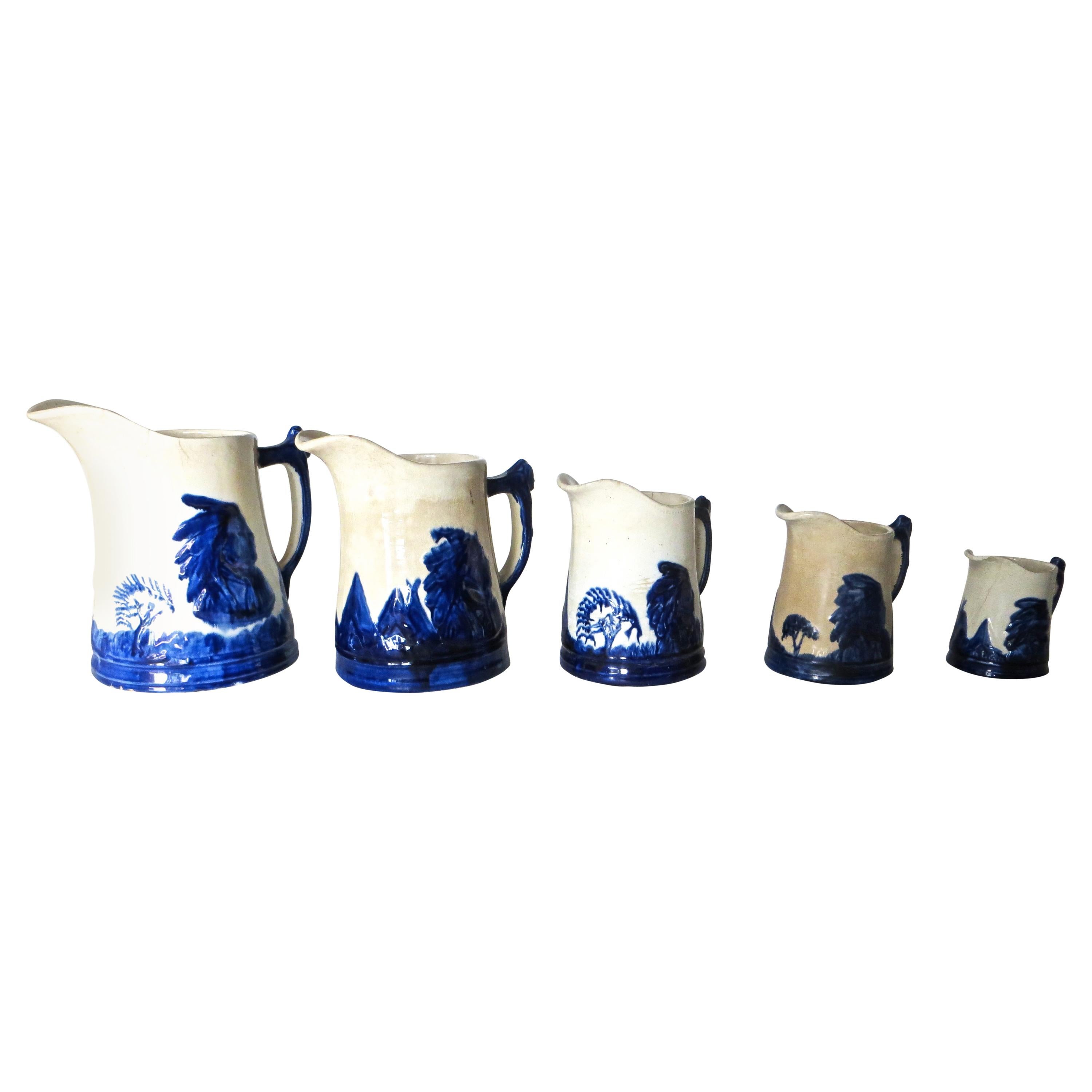 Set completo di 5 brocche in gres "Sleepy Eye", americano, 1905 circa in vendita