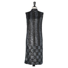 Sleeveless 1960's cocktail dress in sequin with stripe and checkered Imperial 