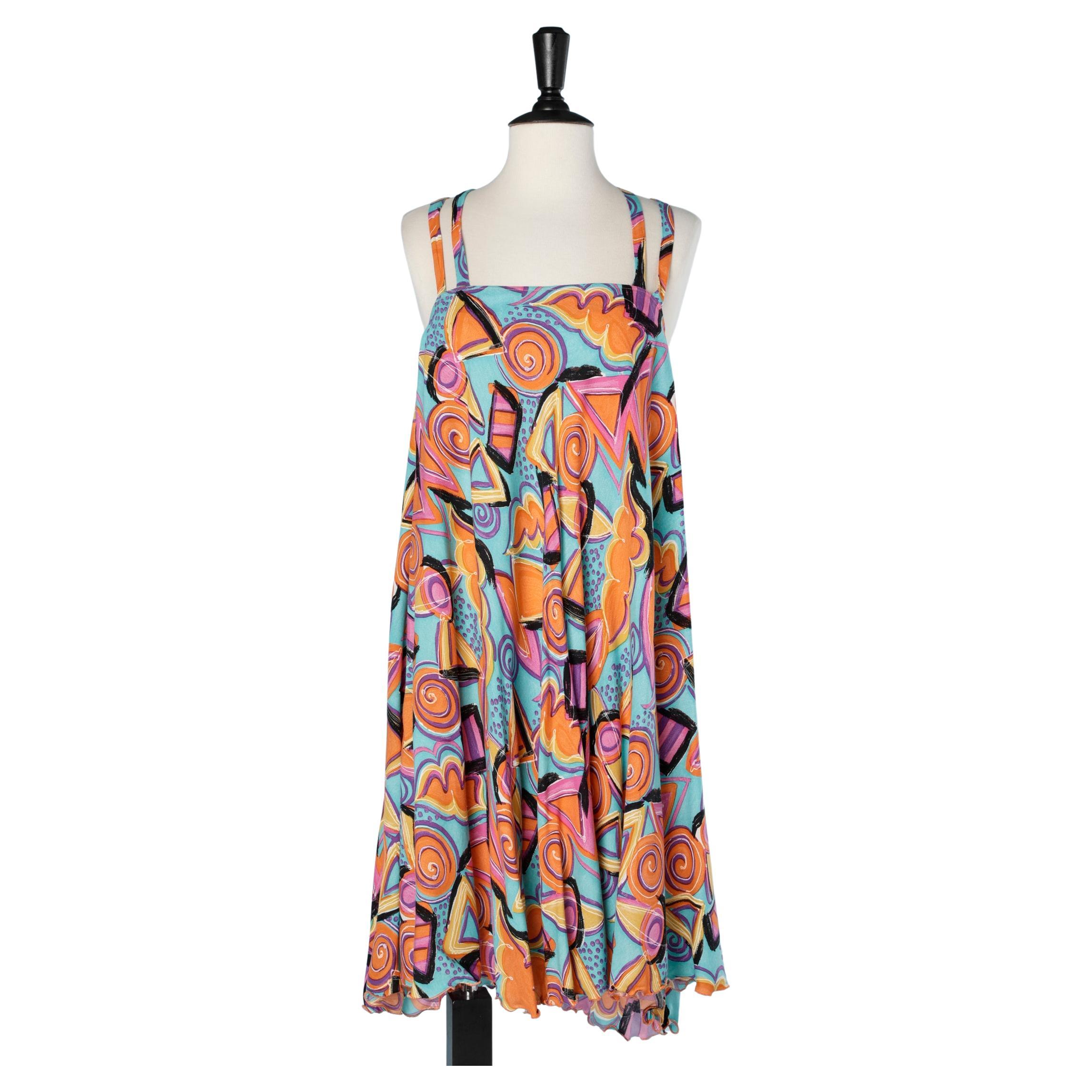 Sleeveless abstract printed cotton dress Emilio Pucci for Herwool  For Sale