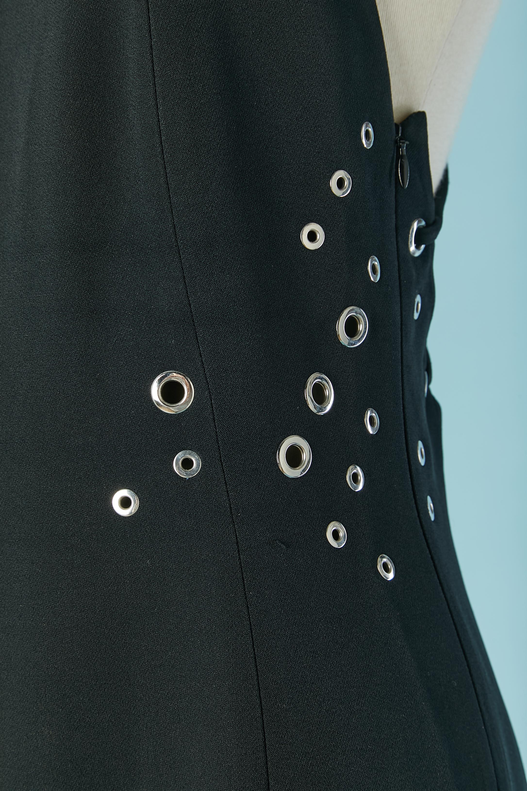 Black Sleeveless backless black evening dress with eyelet and split MUGLER For Sale