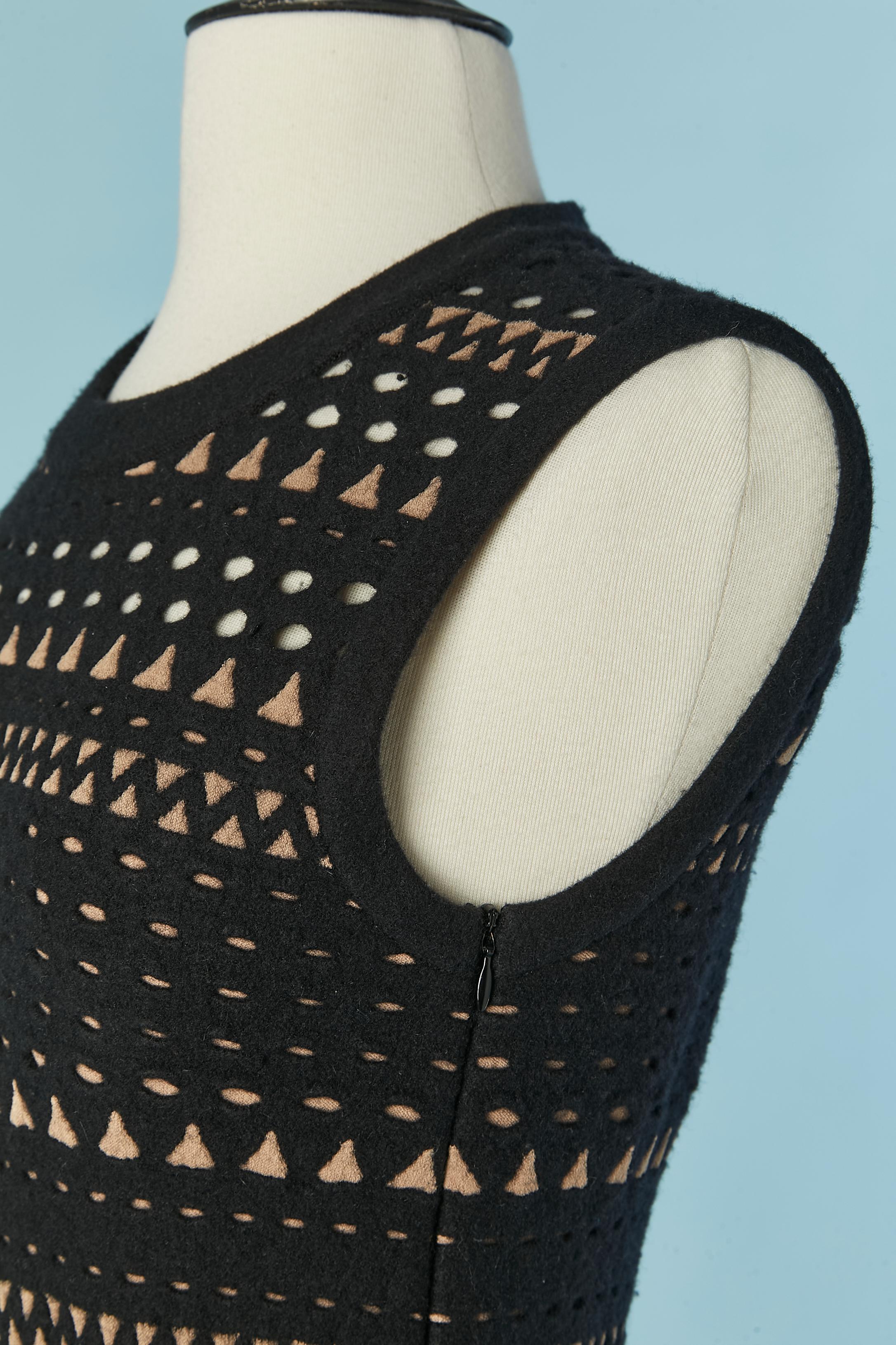 Donna Abito senza maniche in maglia jacquard nera e velata ALAIA in vendita