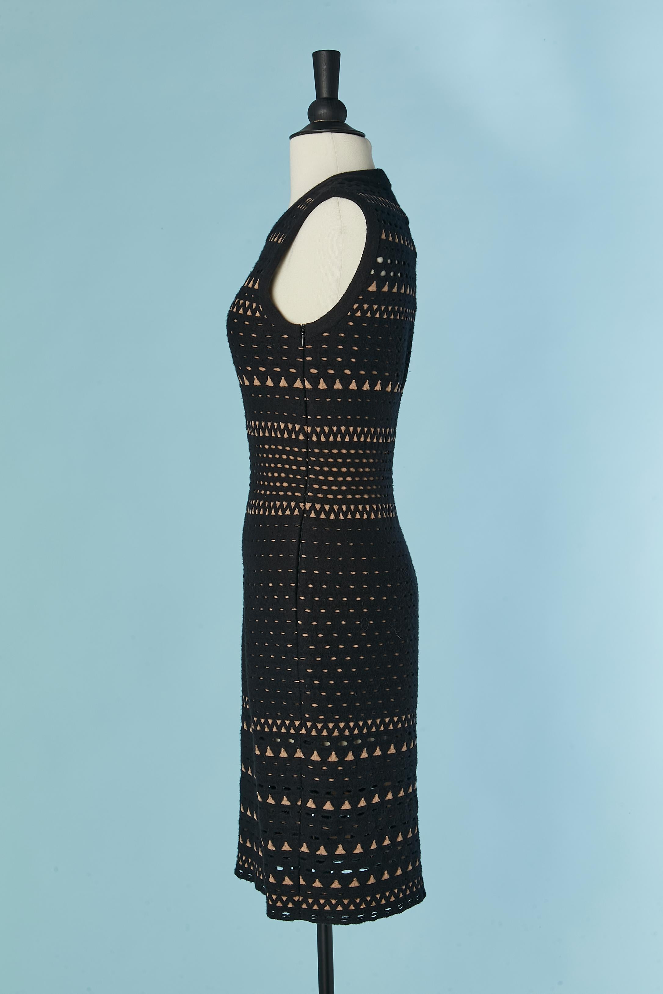 Abito senza maniche in maglia jacquard nera e velata ALAIA in vendita 1