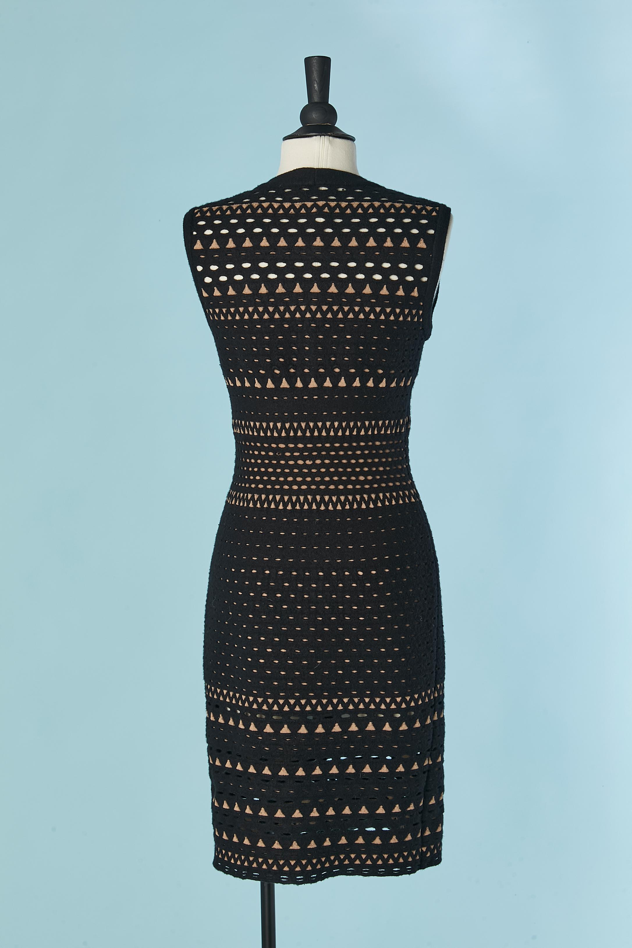 Abito senza maniche in maglia jacquard nera e velata ALAIA in vendita 2