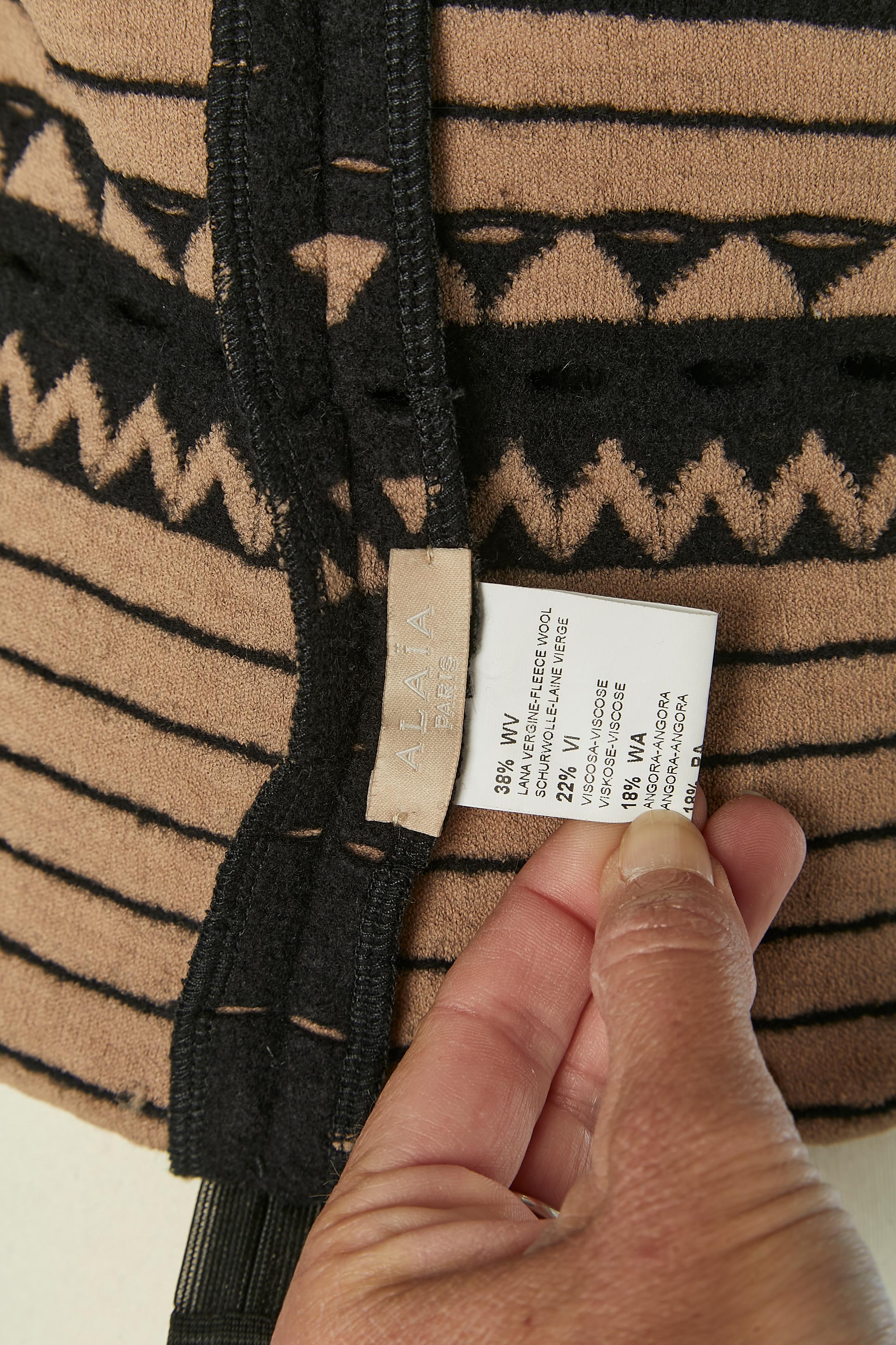 Abito senza maniche in maglia jacquard nera e velata ALAIA in vendita 3