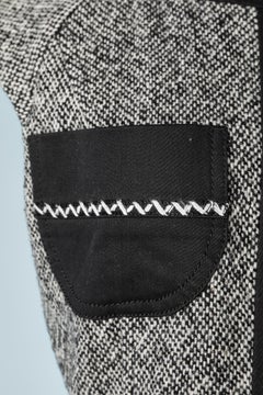 Sleeveless black and white tweed dress with black cotton pockets Versace Jeans