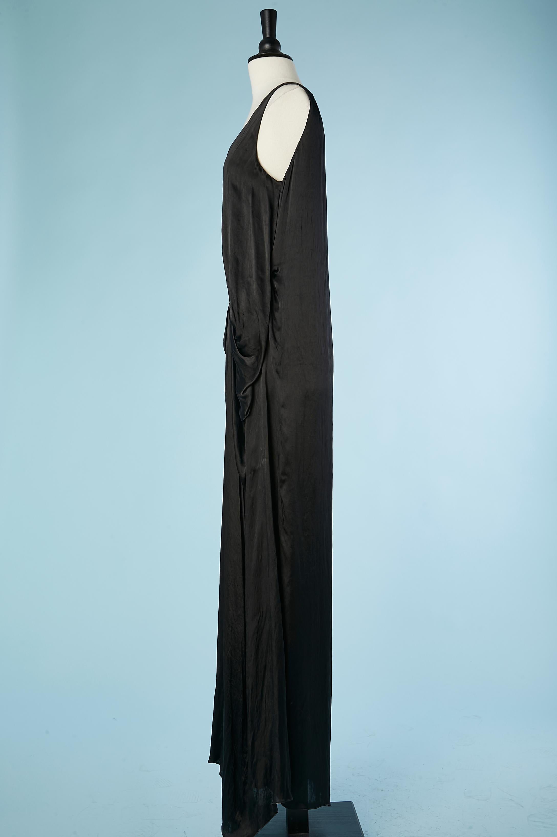 Noir Robe de soirée noire sans manches drapée sur le côté Lanvin par Alber Elbaz NEUVE  en vente