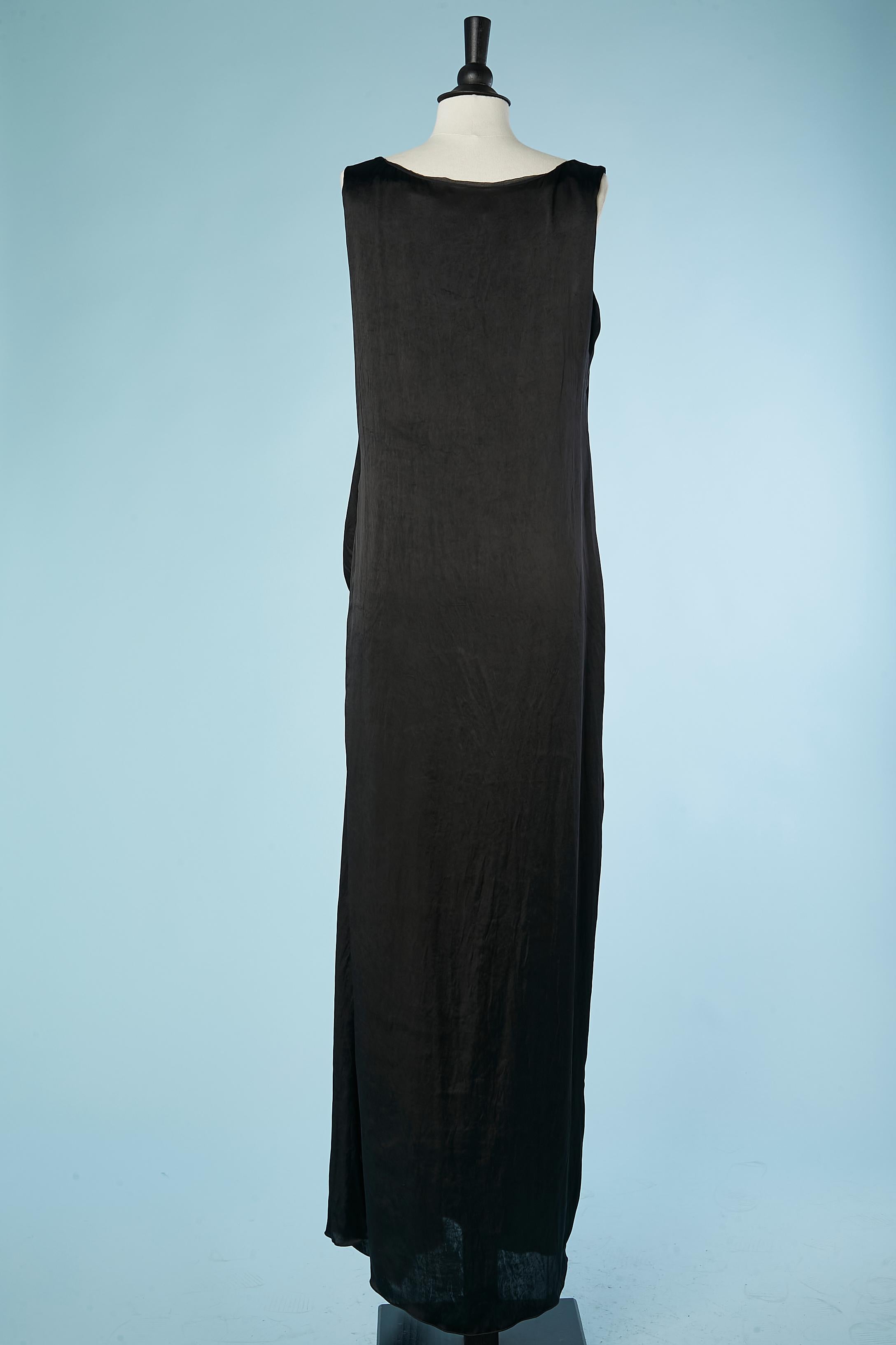 Sleeveless black evening dress drape on the side Lanvin par Alber Elbaz NEW  1