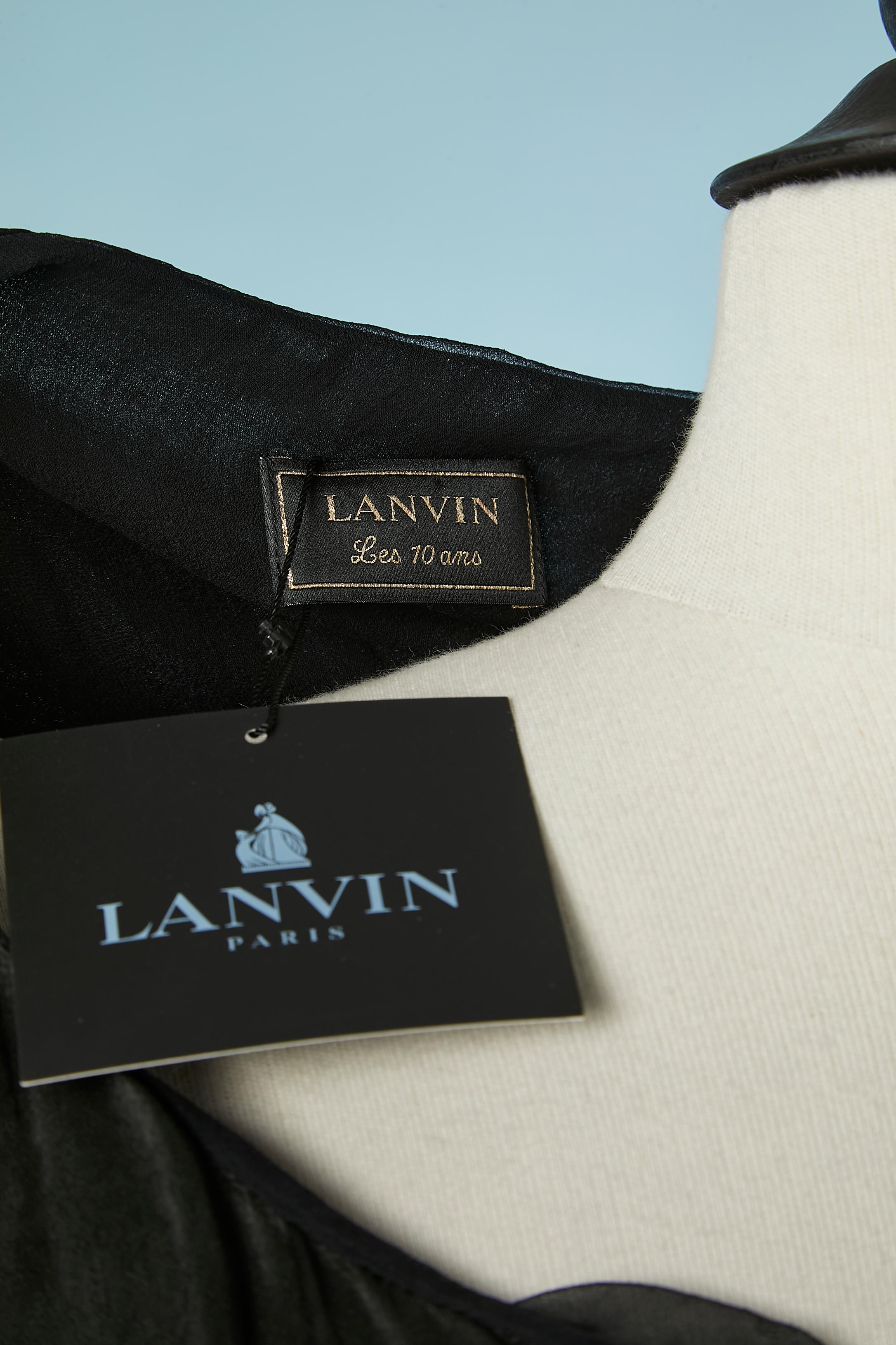 Donna Abito da sera nero senza maniche con drappeggio laterale Lanvin par Alber Elbaz NUOVO in vendita