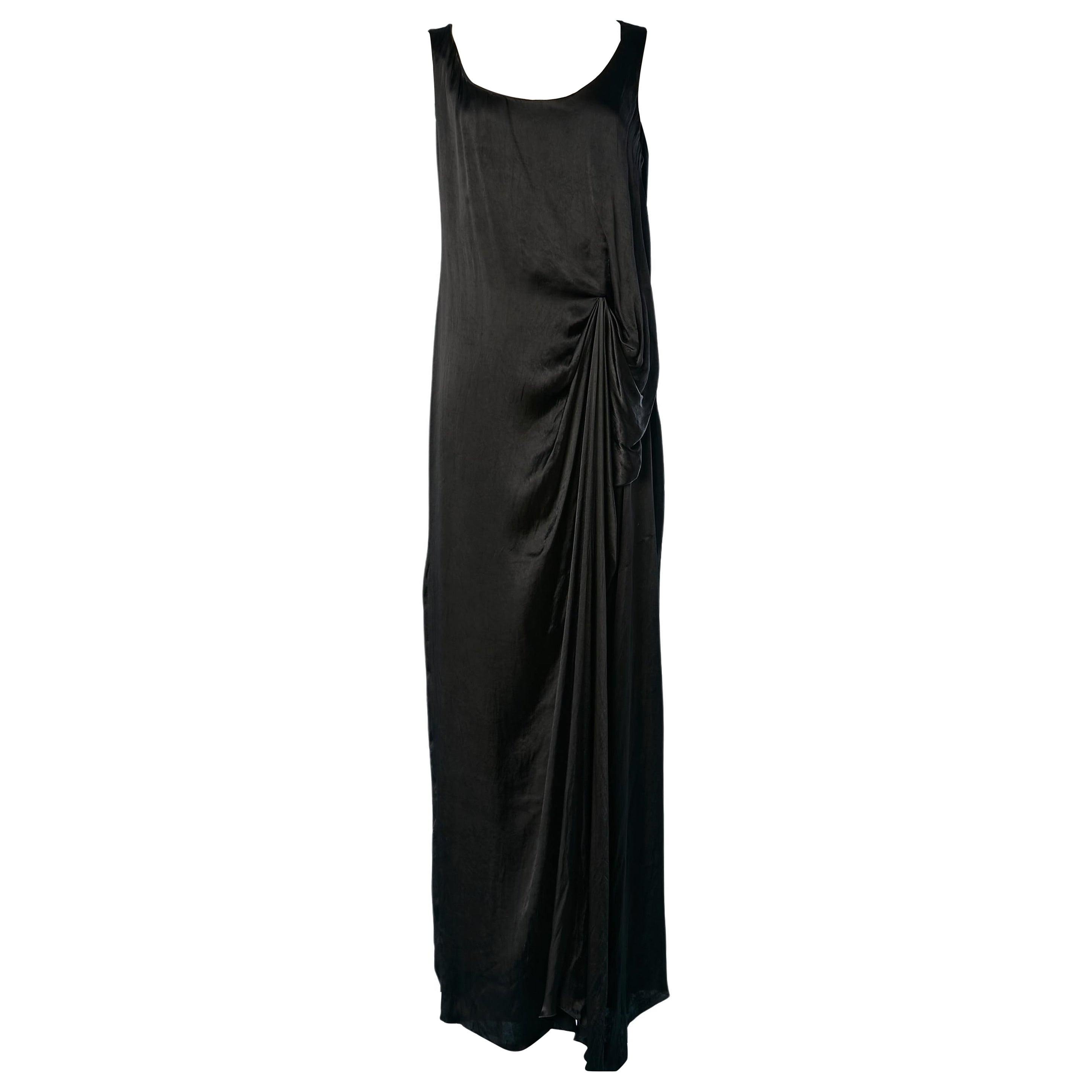 Ärmelloses schwarzes Abendkleid, drapiert an der Seite Lanvin par Alber Elbaz NEU