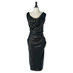 Ärmelloses schwarzes Satin drapiertes Cocktailkleid Vivienne Westwood Neu mit Etikett