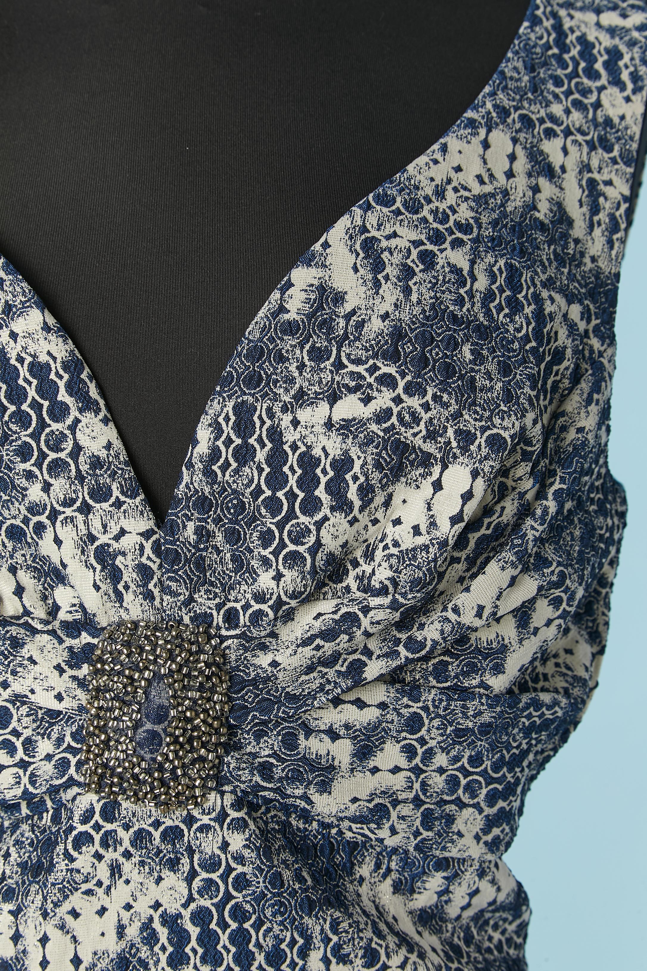 Gray Sleeveless brocade cocktail dress with beadwork  KAY UNGER New with tag For Sale