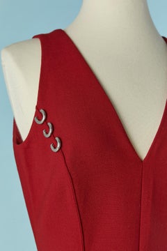 Sleeveless burgundy dress with metal piercing embellishment MUGLER