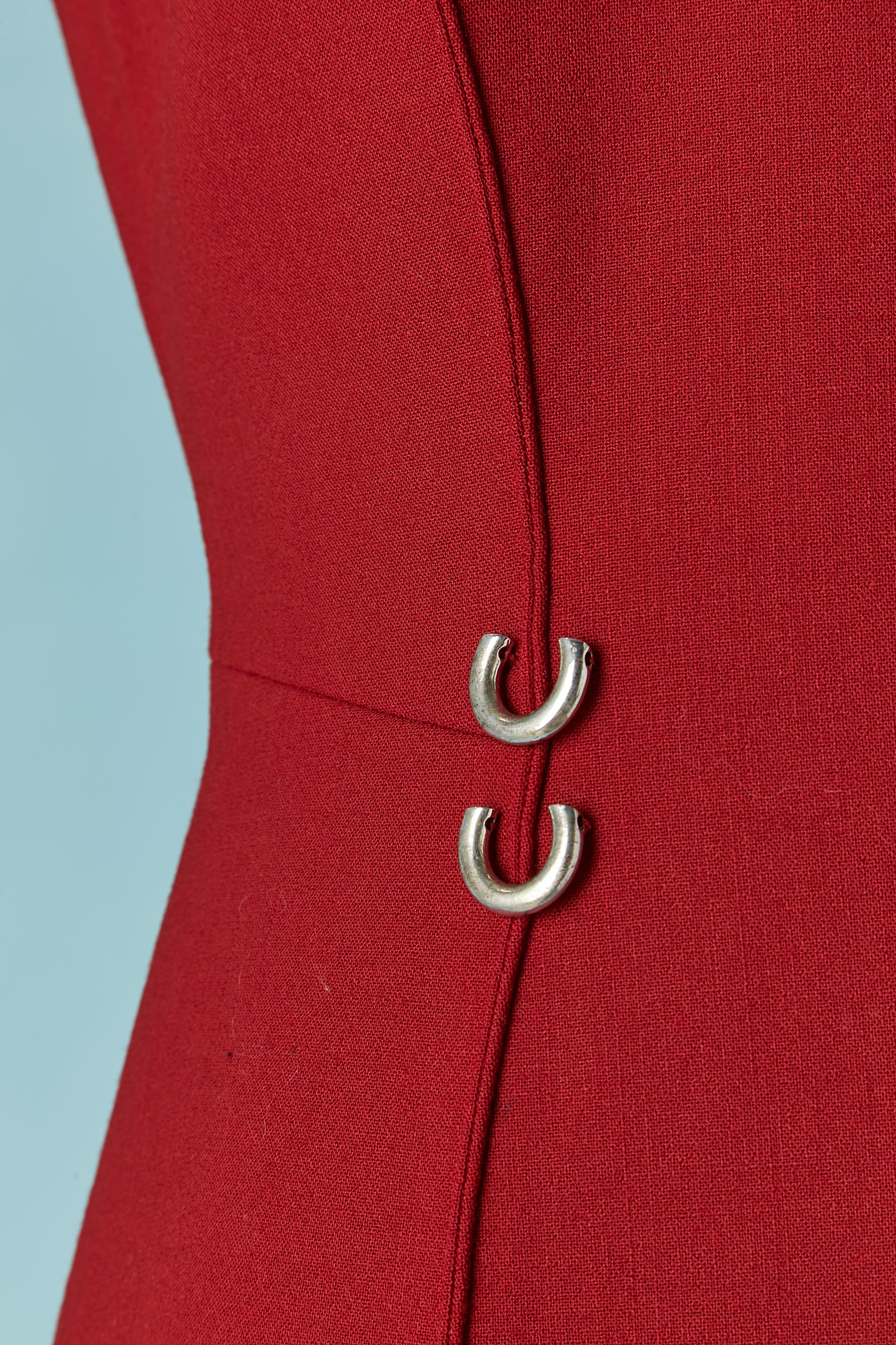 Red Sleeveless burgundy dress with metal piercing embellishment MUGLER For Sale