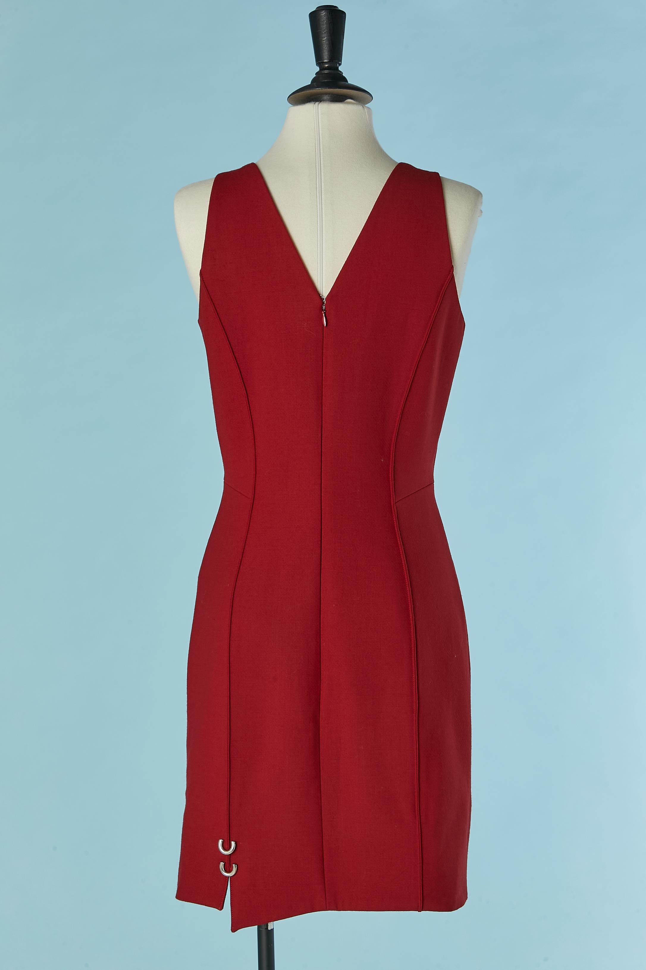 Women's Sleeveless burgundy dress with metal piercing embellishment MUGLER For Sale