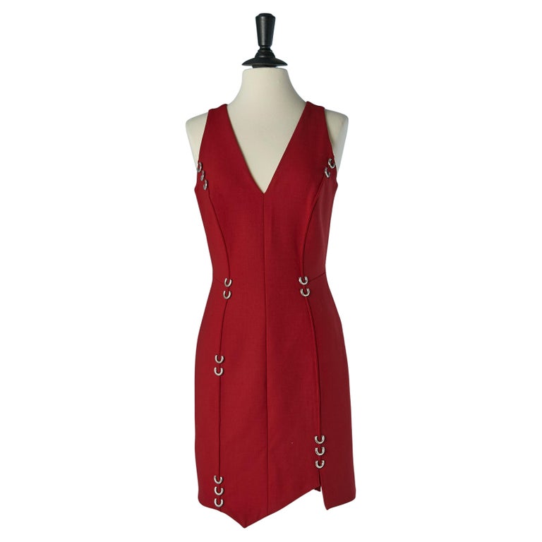 sndys brown mini dress Midi Metal Ornamental Buckle Bandage Dress