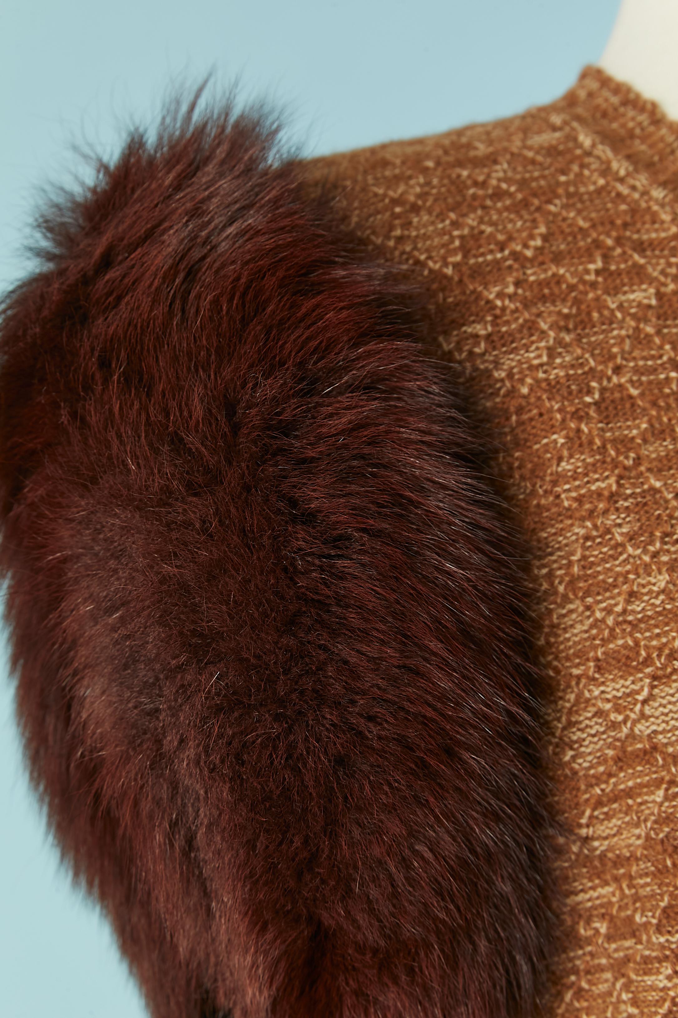 Sleeveless cardigan with fur around the head sleeve Saint Laurent Rive Gauche In Excellent Condition For Sale In Saint-Ouen-Sur-Seine, FR