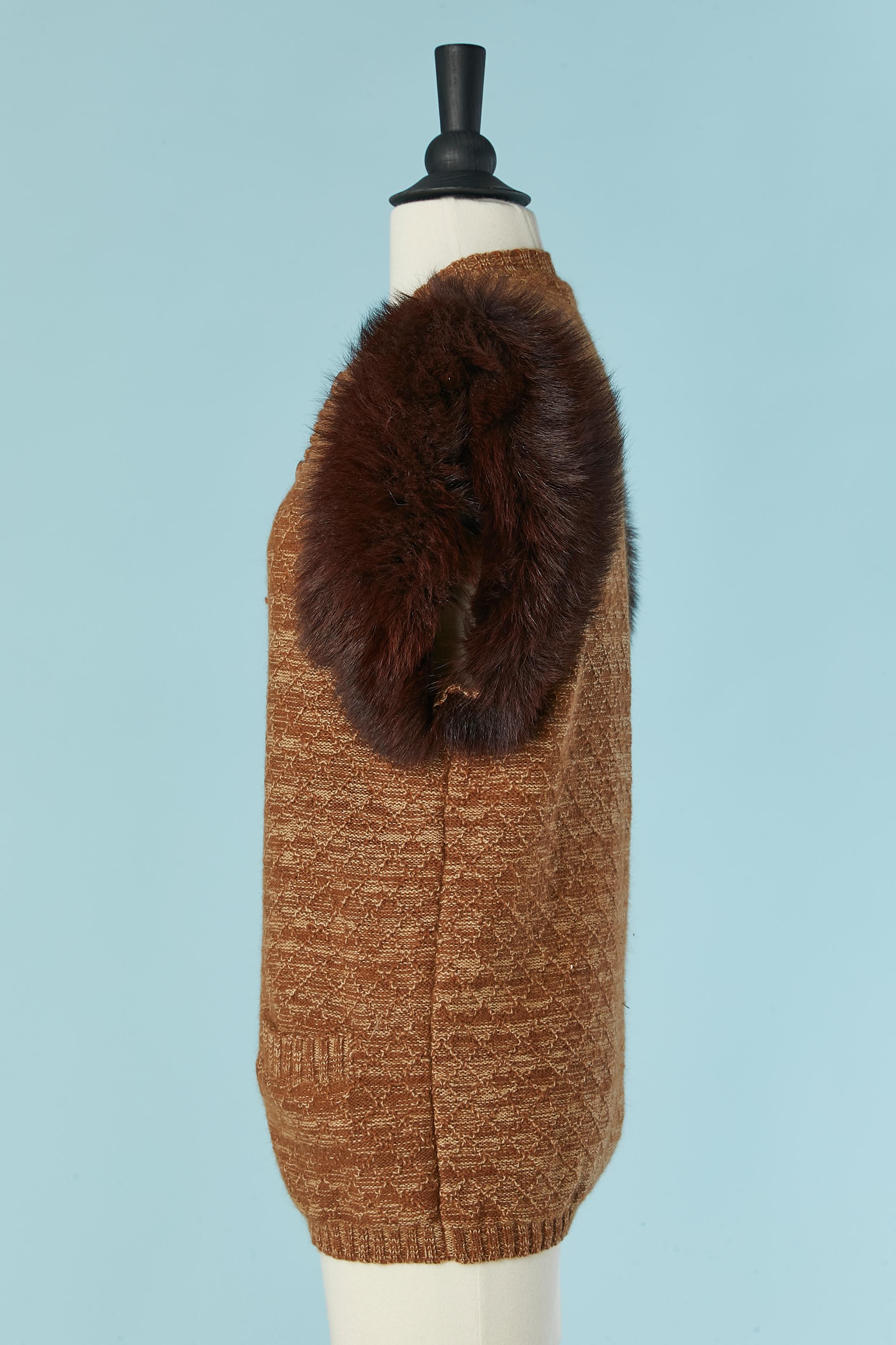 Women's Sleeveless cardigan with fur around the head sleeve Saint Laurent Rive Gauche For Sale