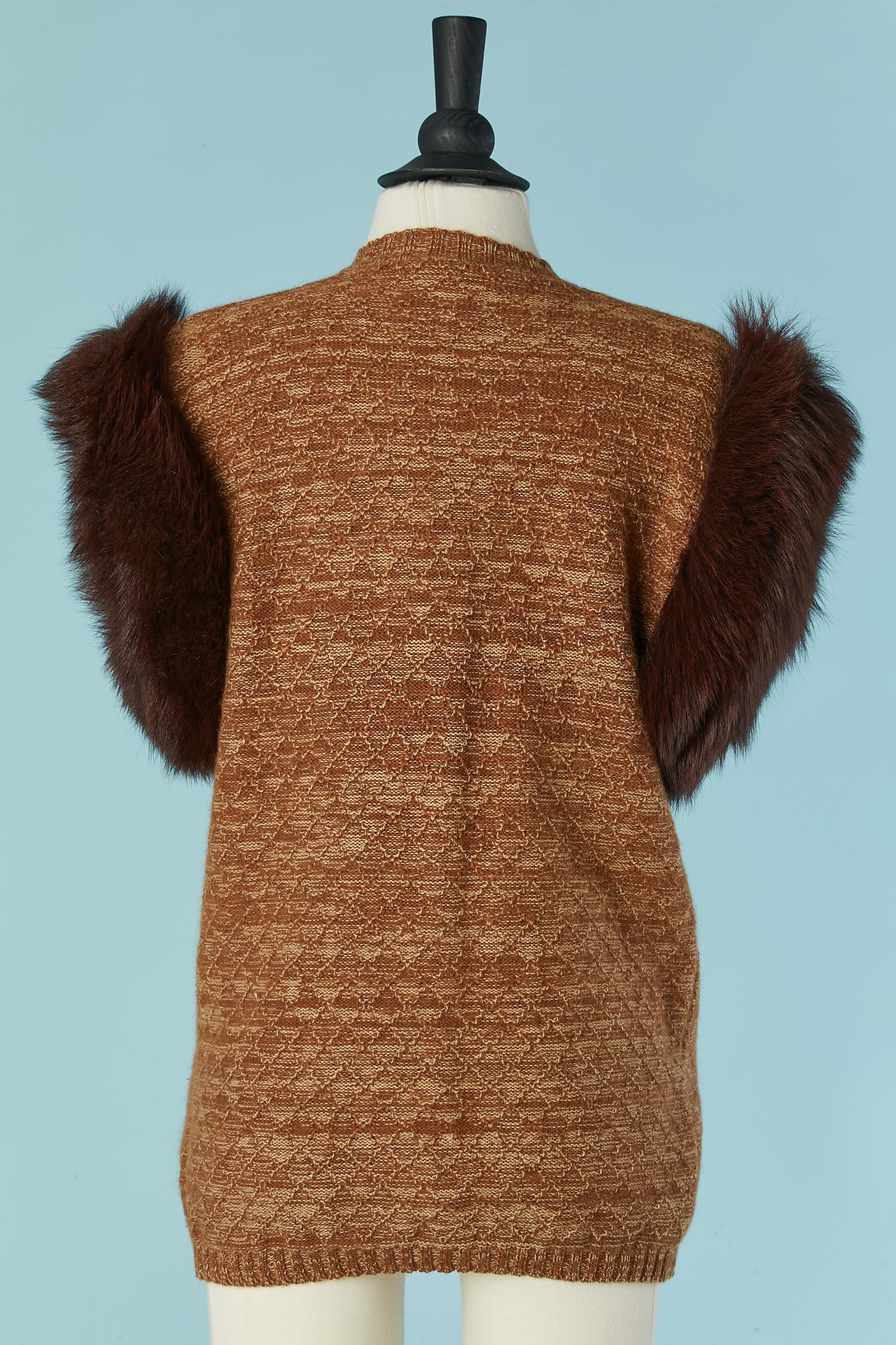 Sleeveless cardigan with fur around the head sleeve Saint Laurent Rive Gauche For Sale 1