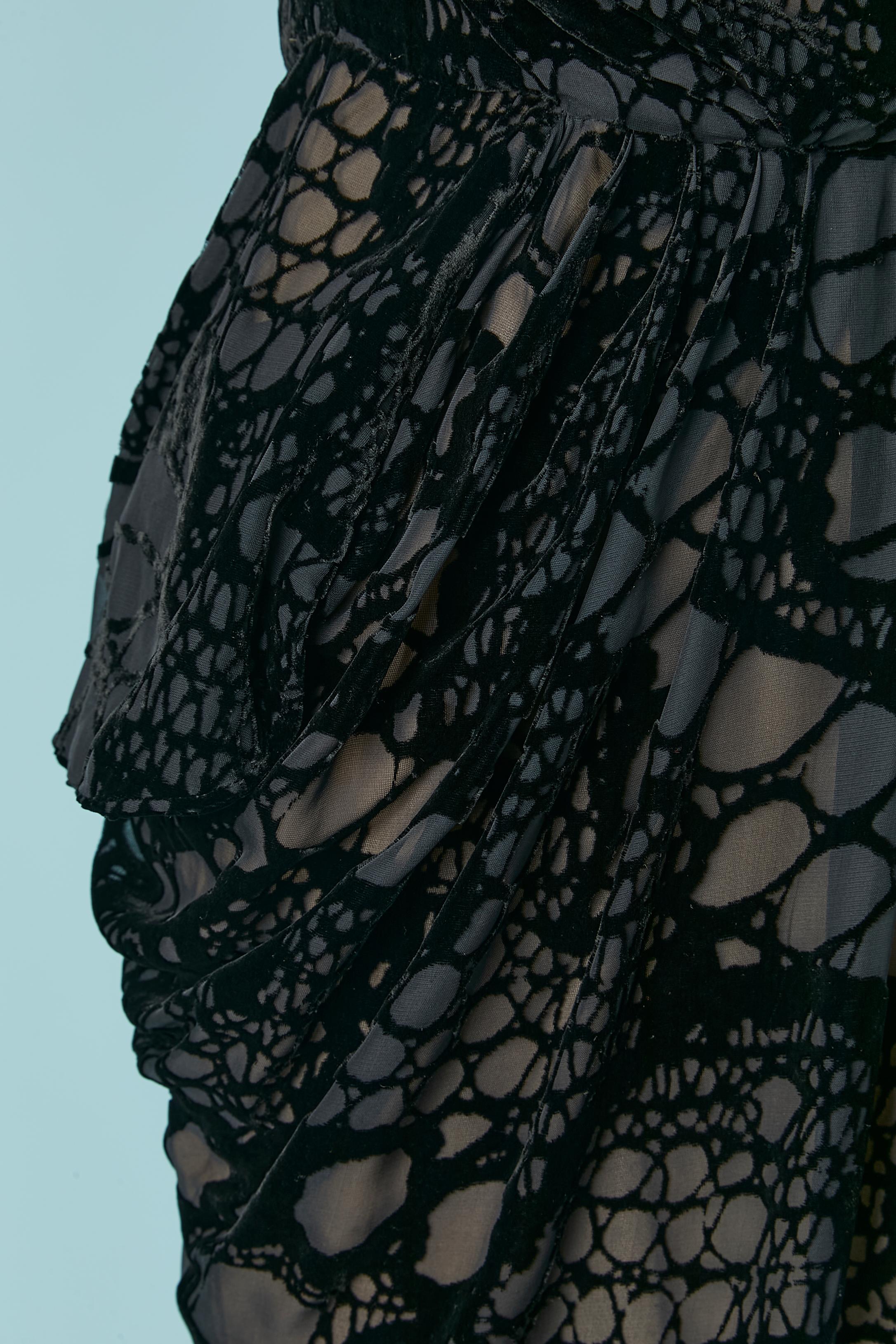 Black Sleeveless cocktail dress in dévoré velvet J Mendel For Sale