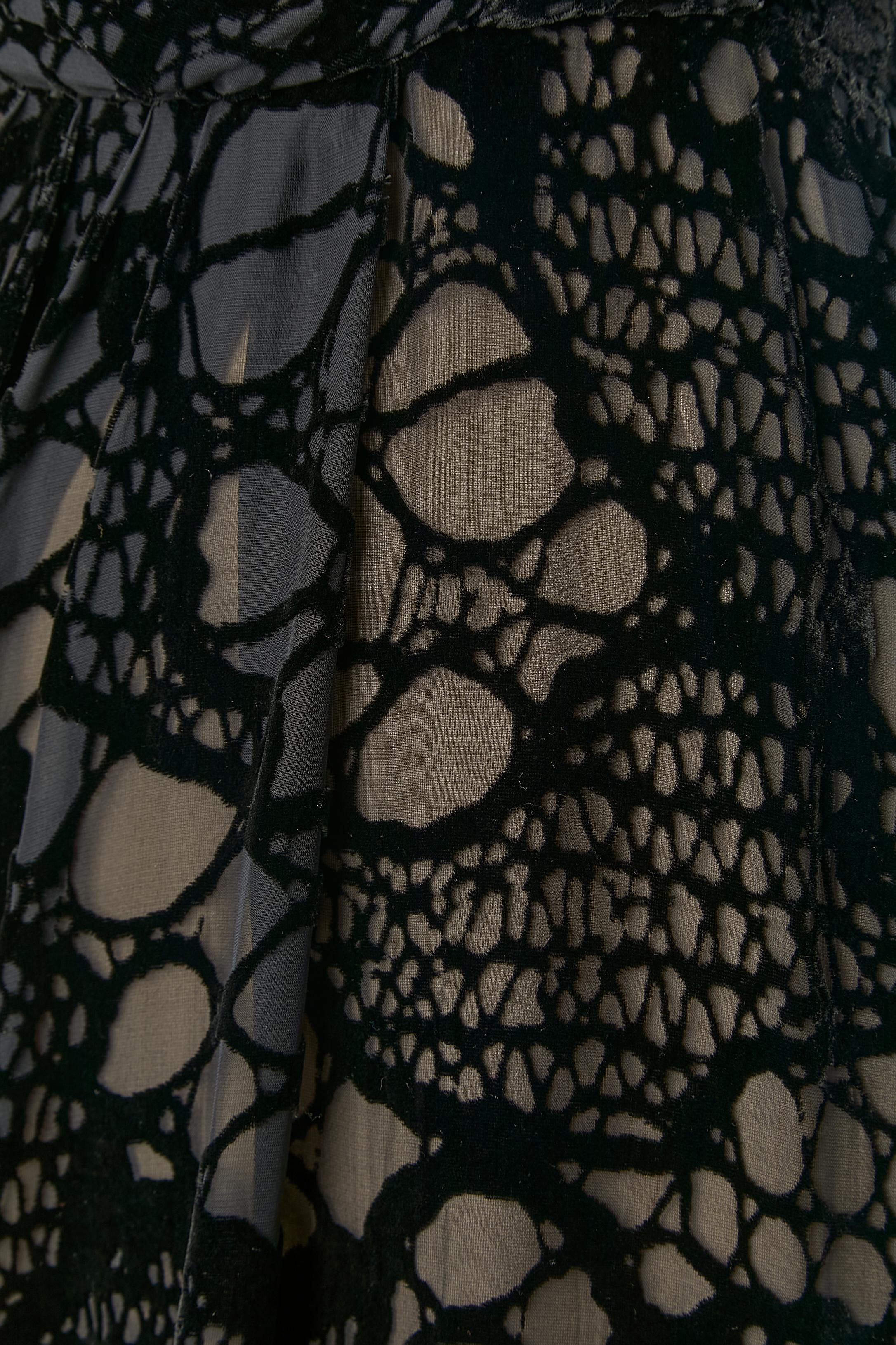 Sleeveless cocktail dress in dévoré velvet J Mendel In Excellent Condition For Sale In Saint-Ouen-Sur-Seine, FR