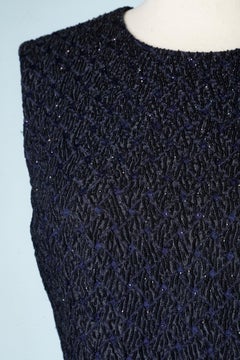 Sleeveless cocktail dress in navy and black jacquard with embroidery Nina Ricci
