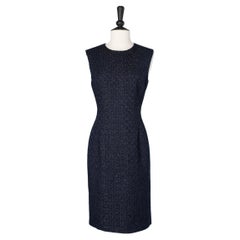 Sleeveless cocktail dress in navy and black jacquard with embroidery Nina Ricci 