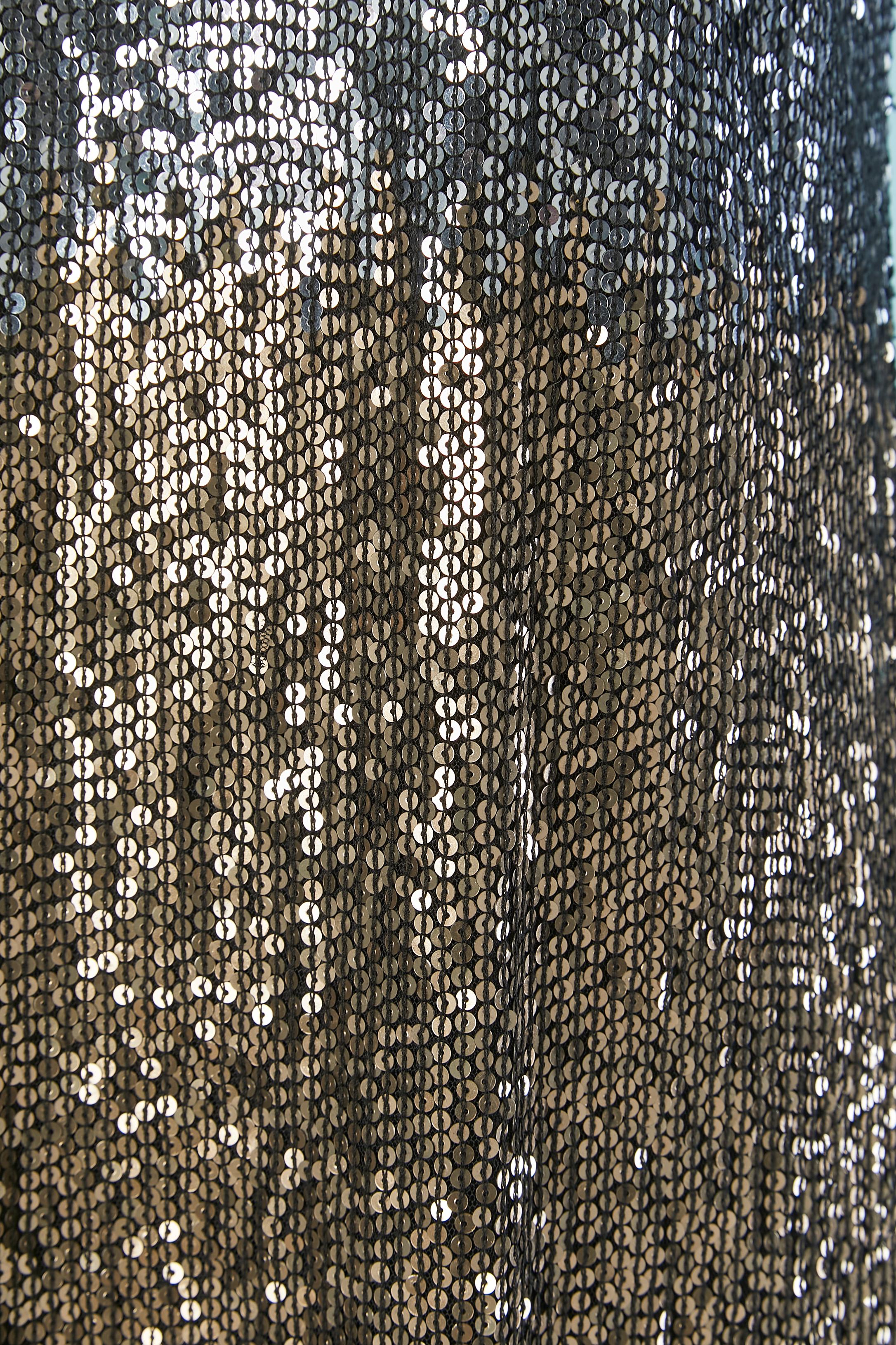 Black Sleeveless cocktail dress in sequin dégradé from silver to gold GALLIANO For Sale