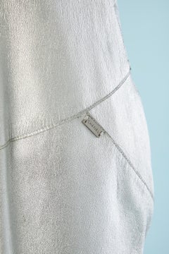 Sleeveless cocktail dress in silver leather with cutwork CHANEL