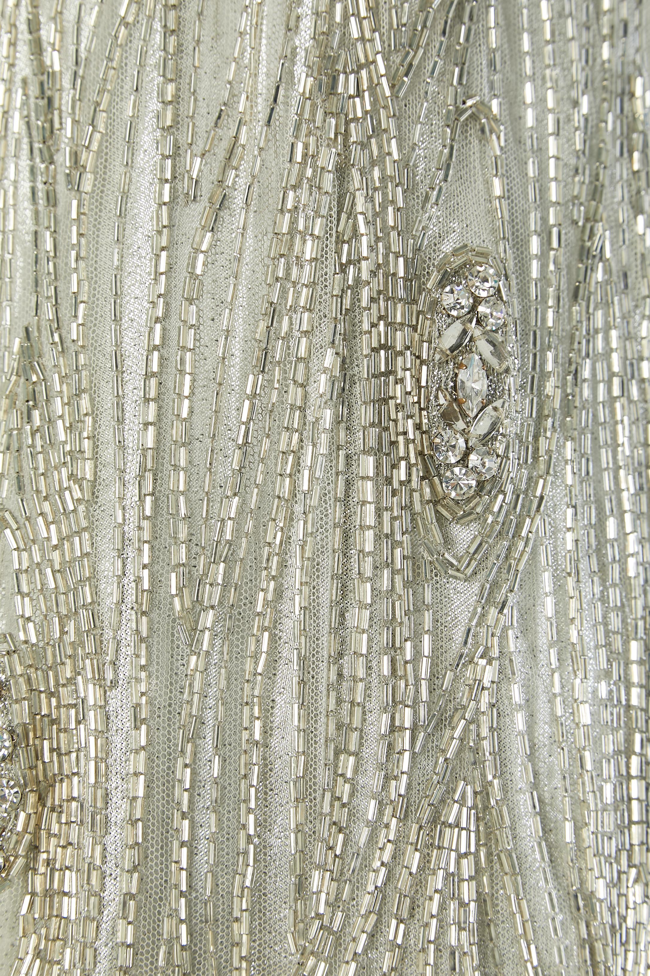 Sleeveless cocktail dress with beadwork and rhinestone embellishment Circa 1960 In Excellent Condition For Sale In Saint-Ouen-Sur-Seine, FR