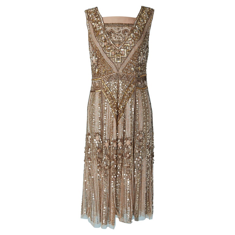 slim fit dress slacks BABEYOND Champagne Gold Bat Sleeve Sequin Dance Dress for 1920s Theme Party, Size S main image 0