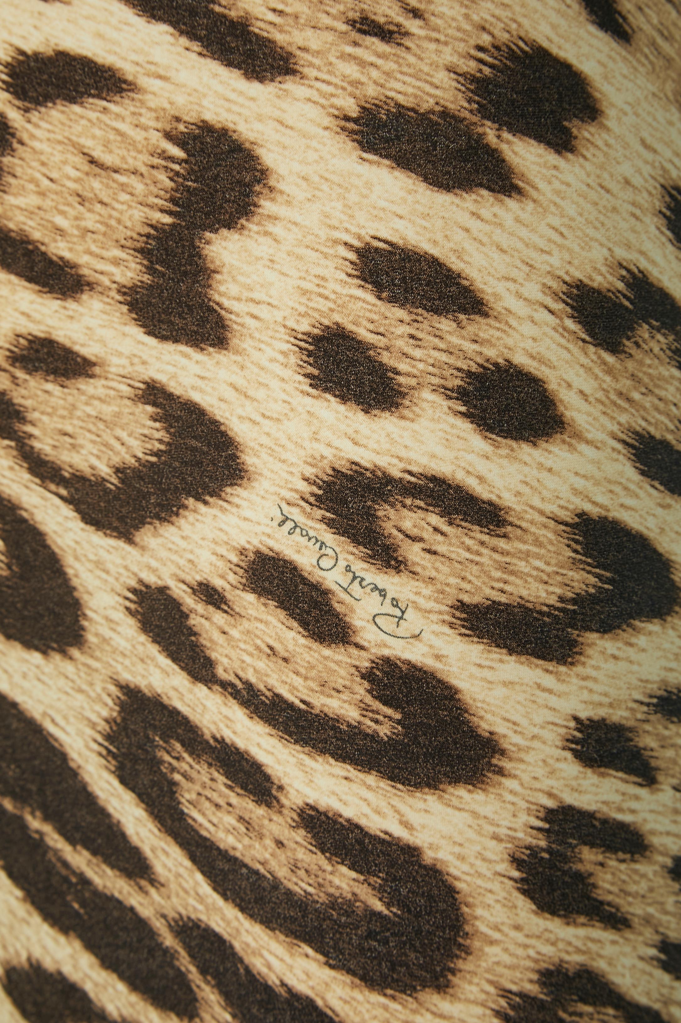 Robe de cocktail sans manches avec imprimé léopard et dentelle Roberto Cavalli  Pour femmes en vente