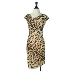 Sleeveless cocktail dress with leopard and lace print Roberto Cavalli 