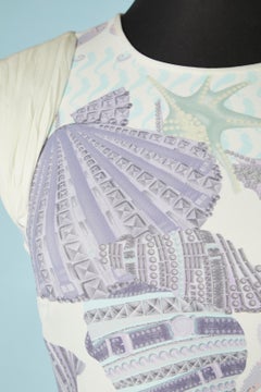 Sleeveless cocktail dress with shells and sea-horses printed Versace