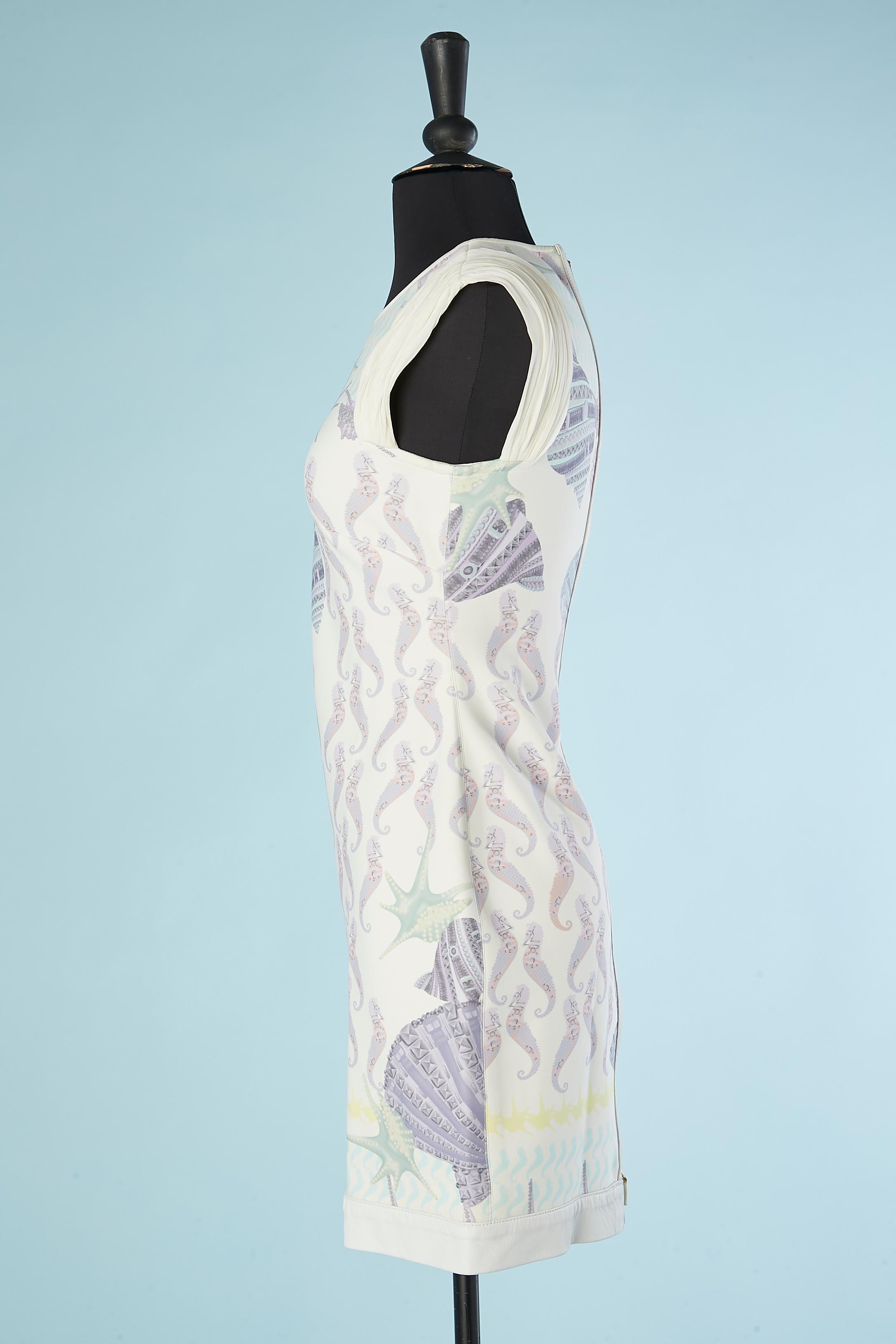 Sleeveless cocktail dress with shells and sea-horses printed Versace  1
