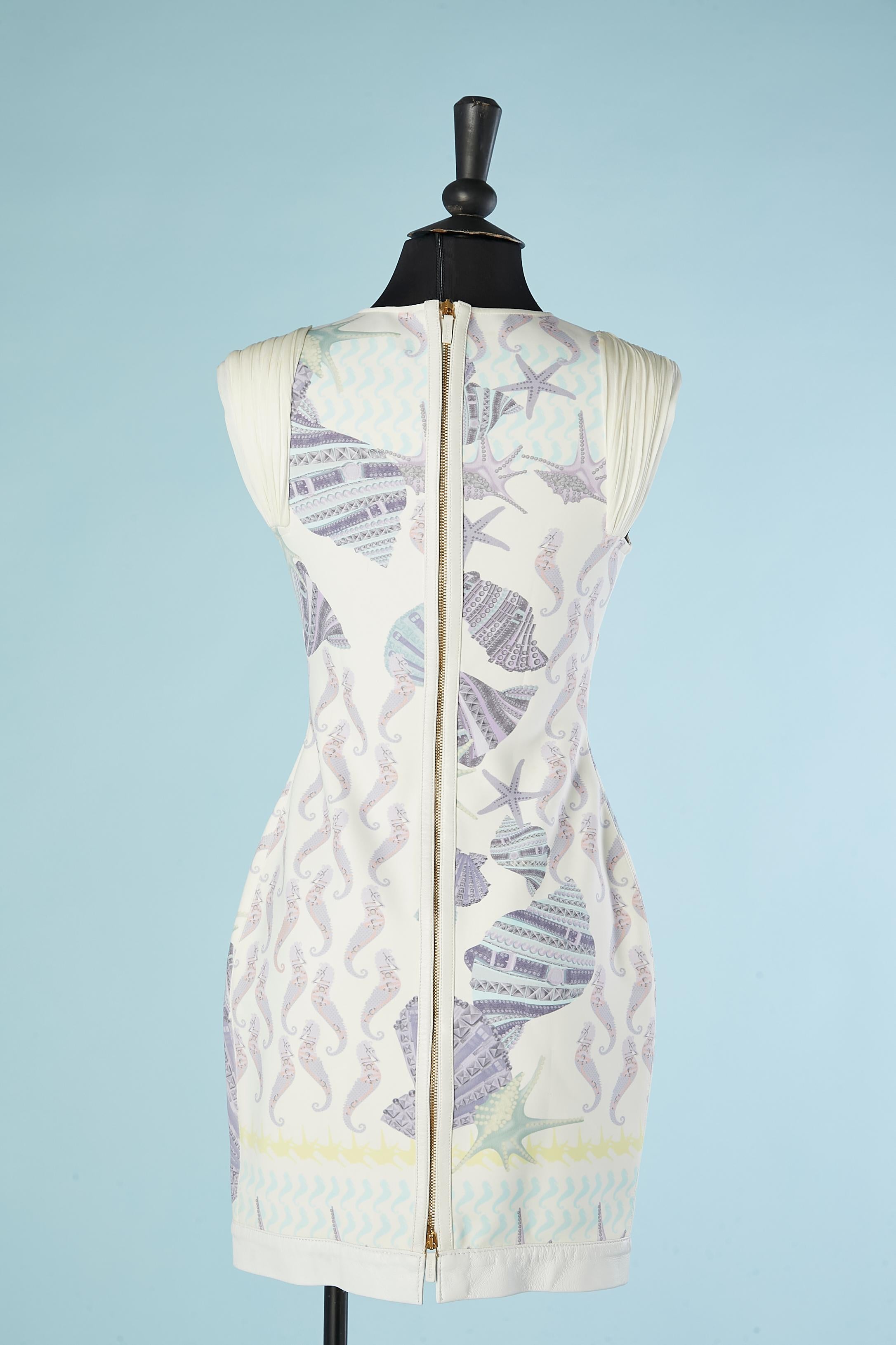 Sleeveless cocktail dress with shells and sea-horses printed Versace  2