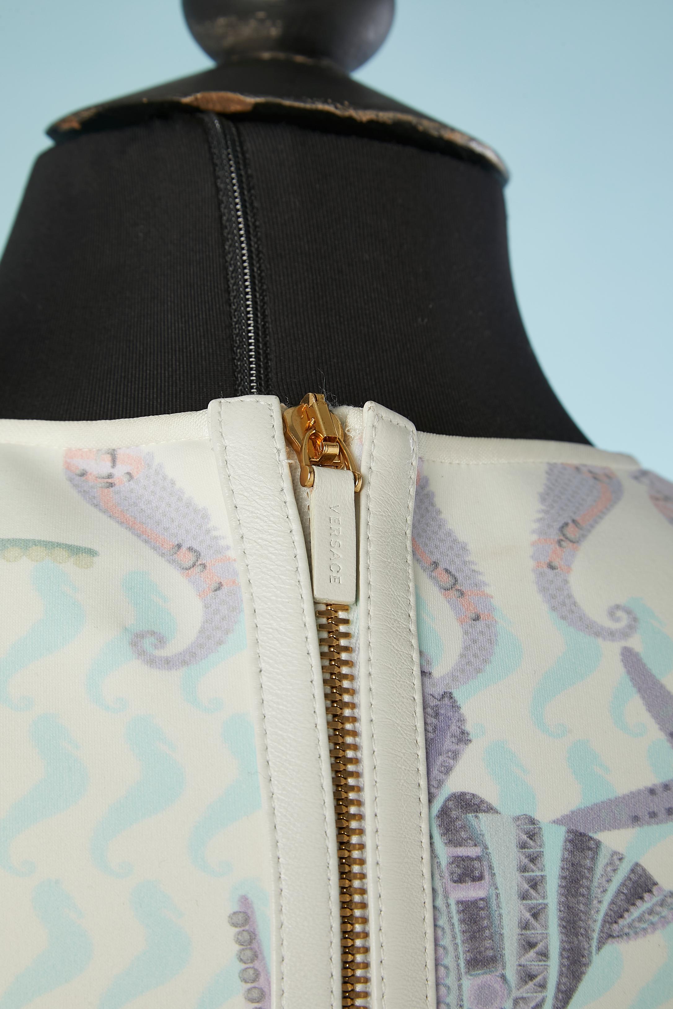 Sleeveless cocktail dress with shells and sea-horses printed Versace 3