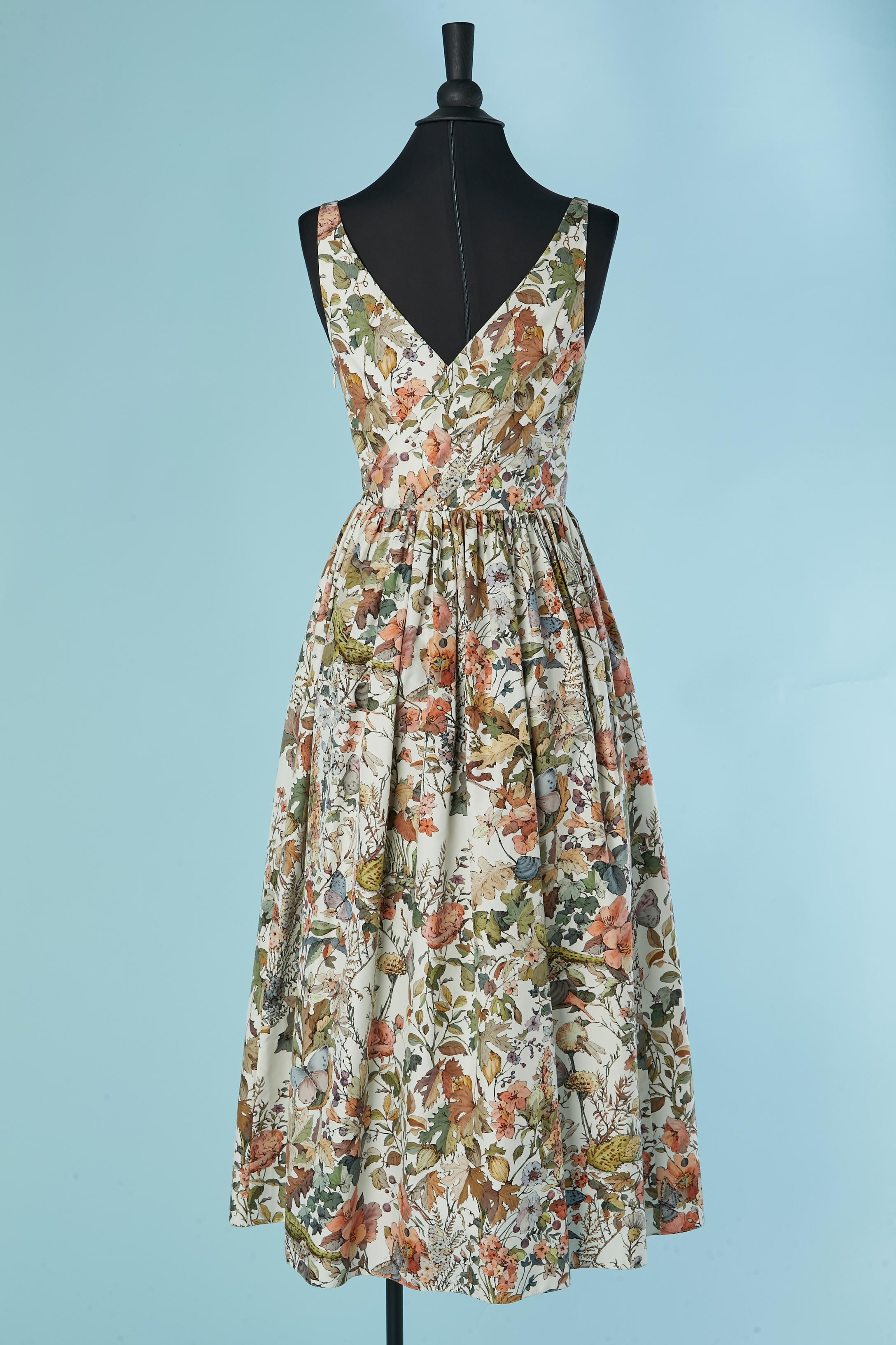 Ärmelloses Baumwollkleid mit Blumendruck CHRISTIAN DIOR im Angebot 1