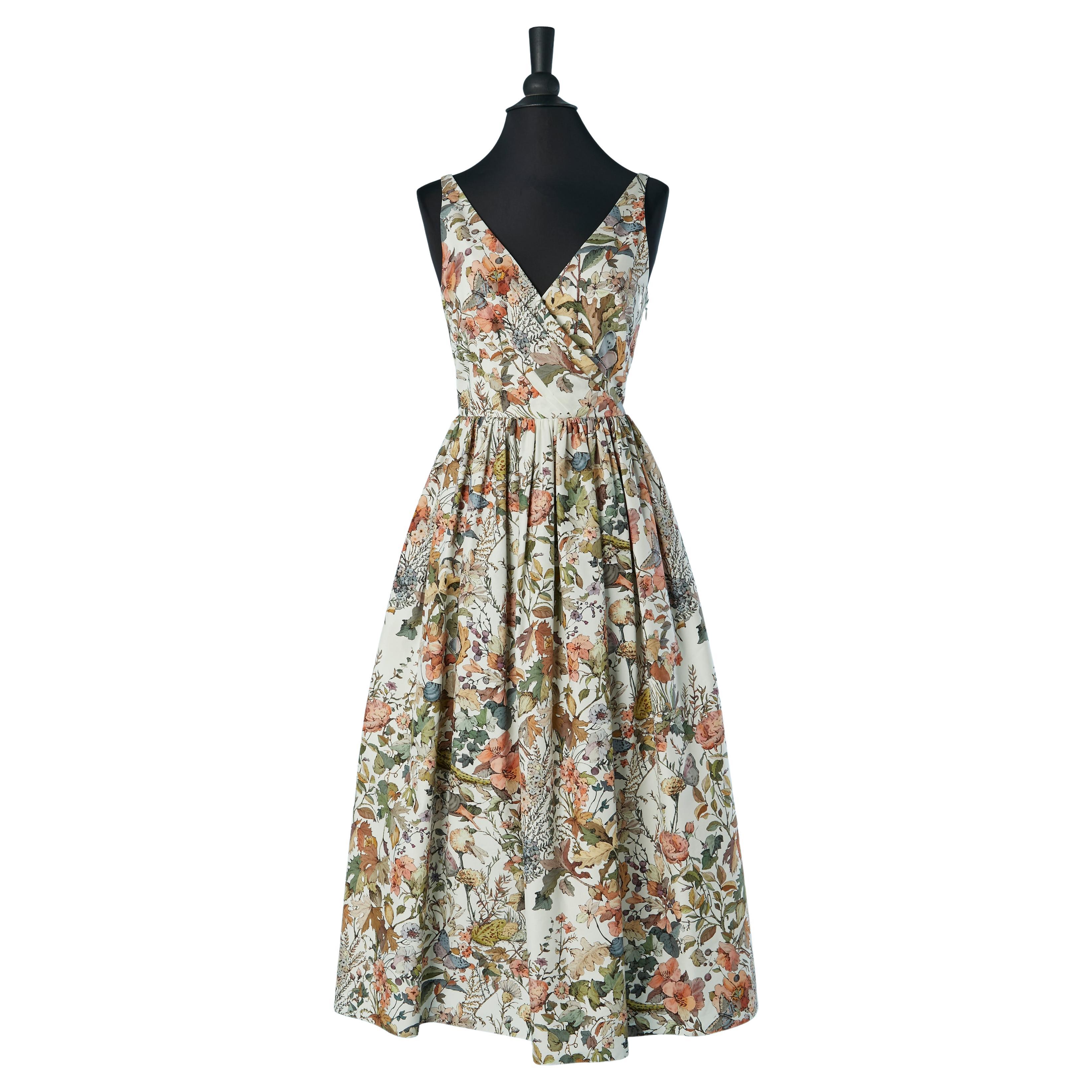 Ärmelloses Baumwollkleid mit Blumendruck CHRISTIAN DIOR im Angebot