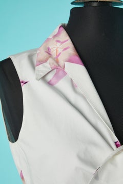 Sleeveless cotton shirt with flower print Thierry Mugler Couture