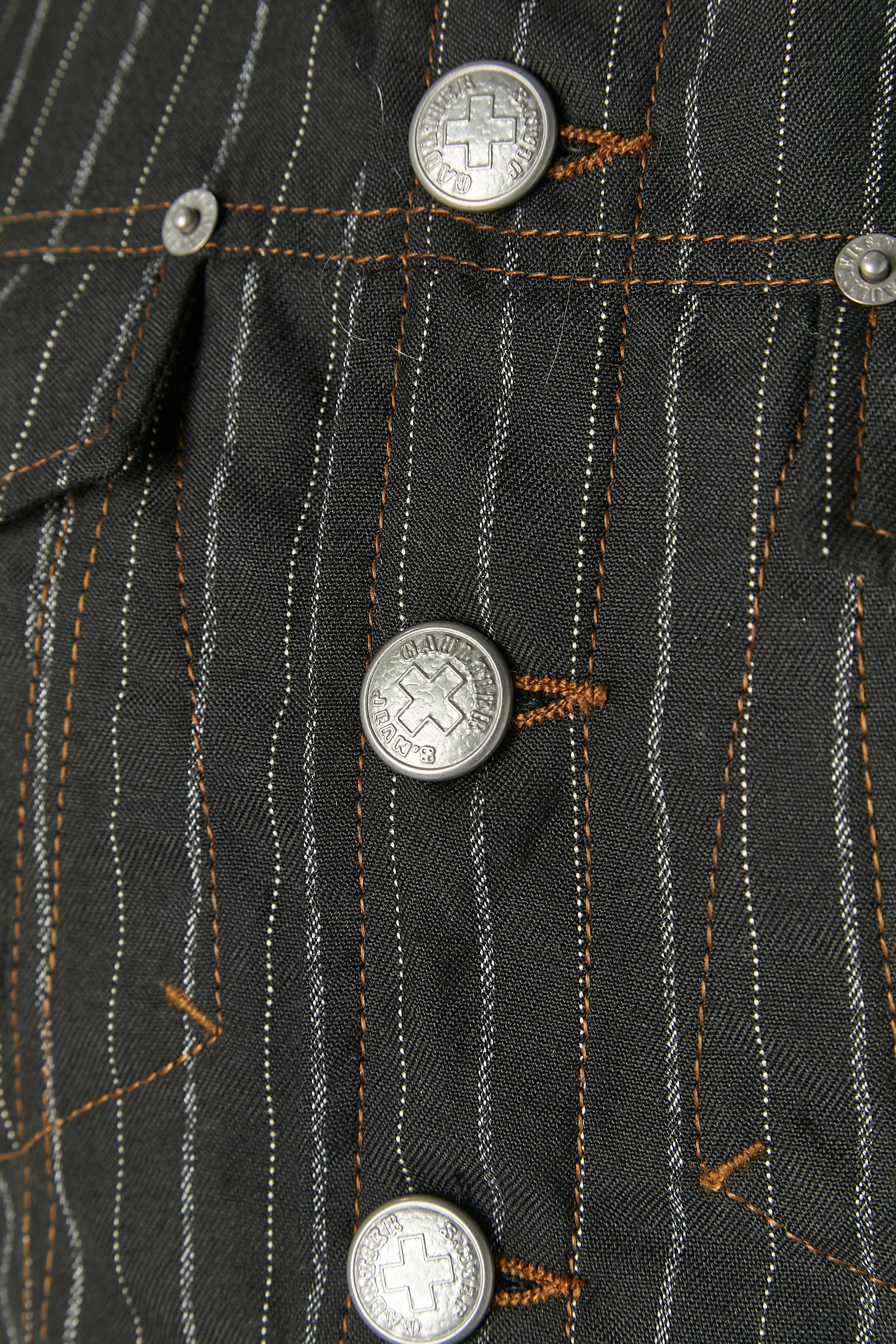 Giacca cropped senza maniche con riga a spillo JEAN-PAUL GAULTIER JEAN'S In condizioni ottime in vendita a Saint-Ouen-Sur-Seine, FR