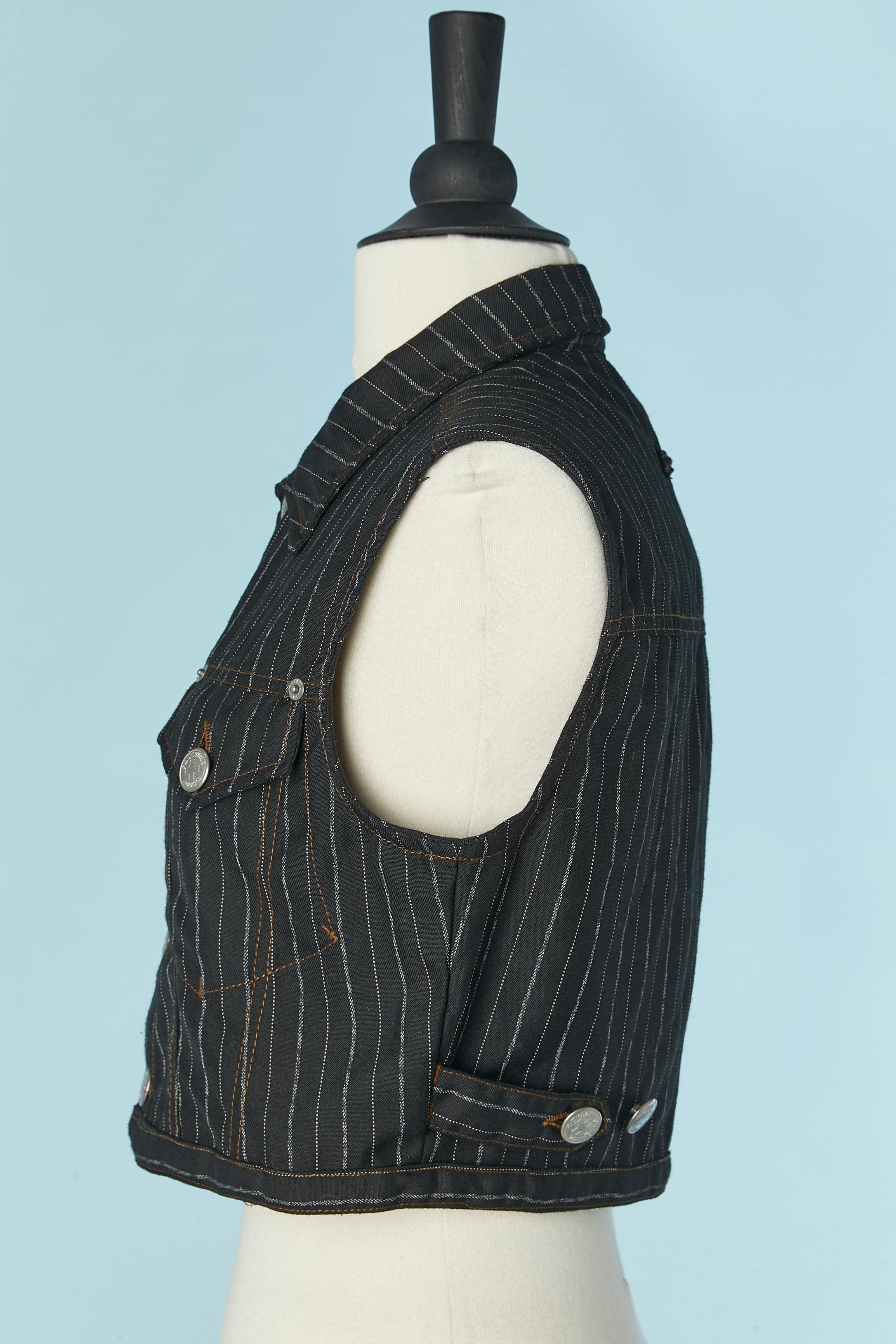 da uomo o donna Giacca cropped senza maniche con riga a spillo JEAN-PAUL GAULTIER JEAN'S in vendita