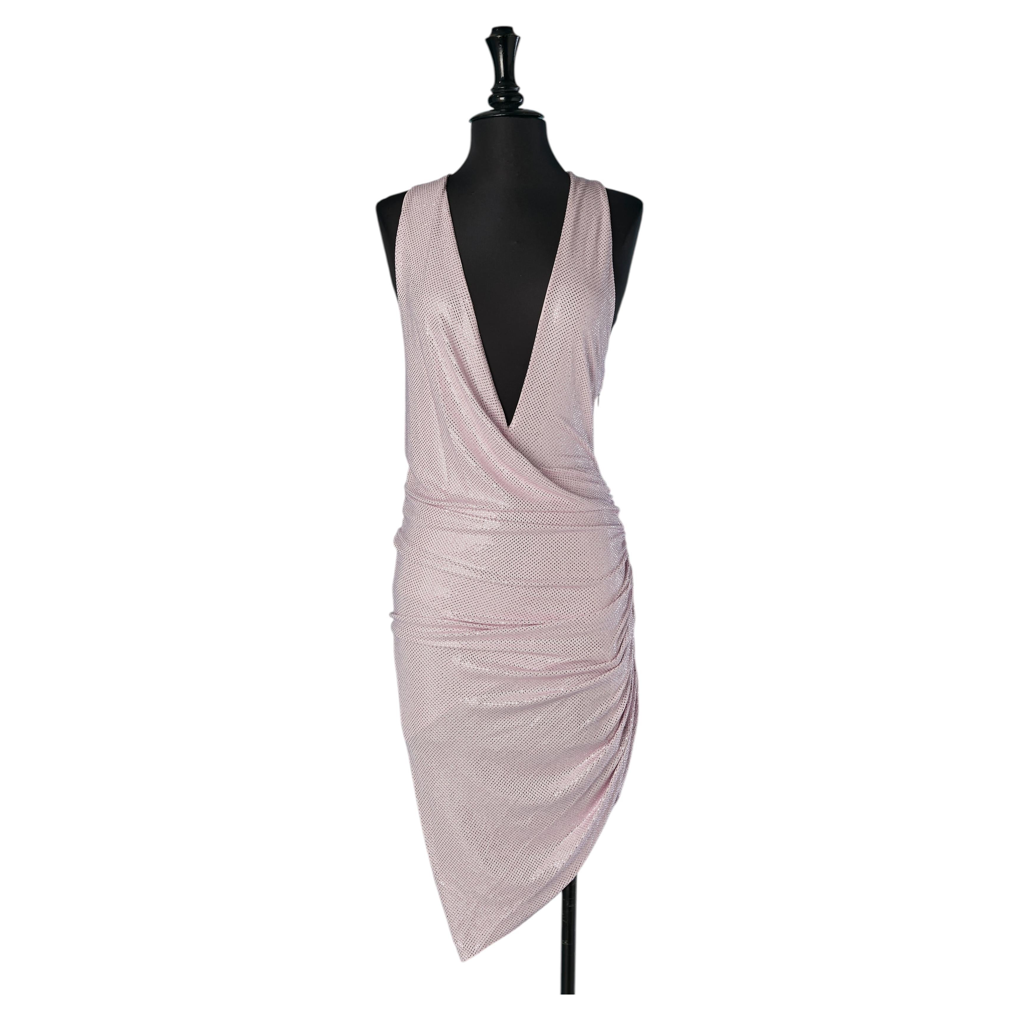 Vestido de cóctel de punto drapeado rosa cristalizado sin mangas ALEXANDRE VAUTHIER en venta