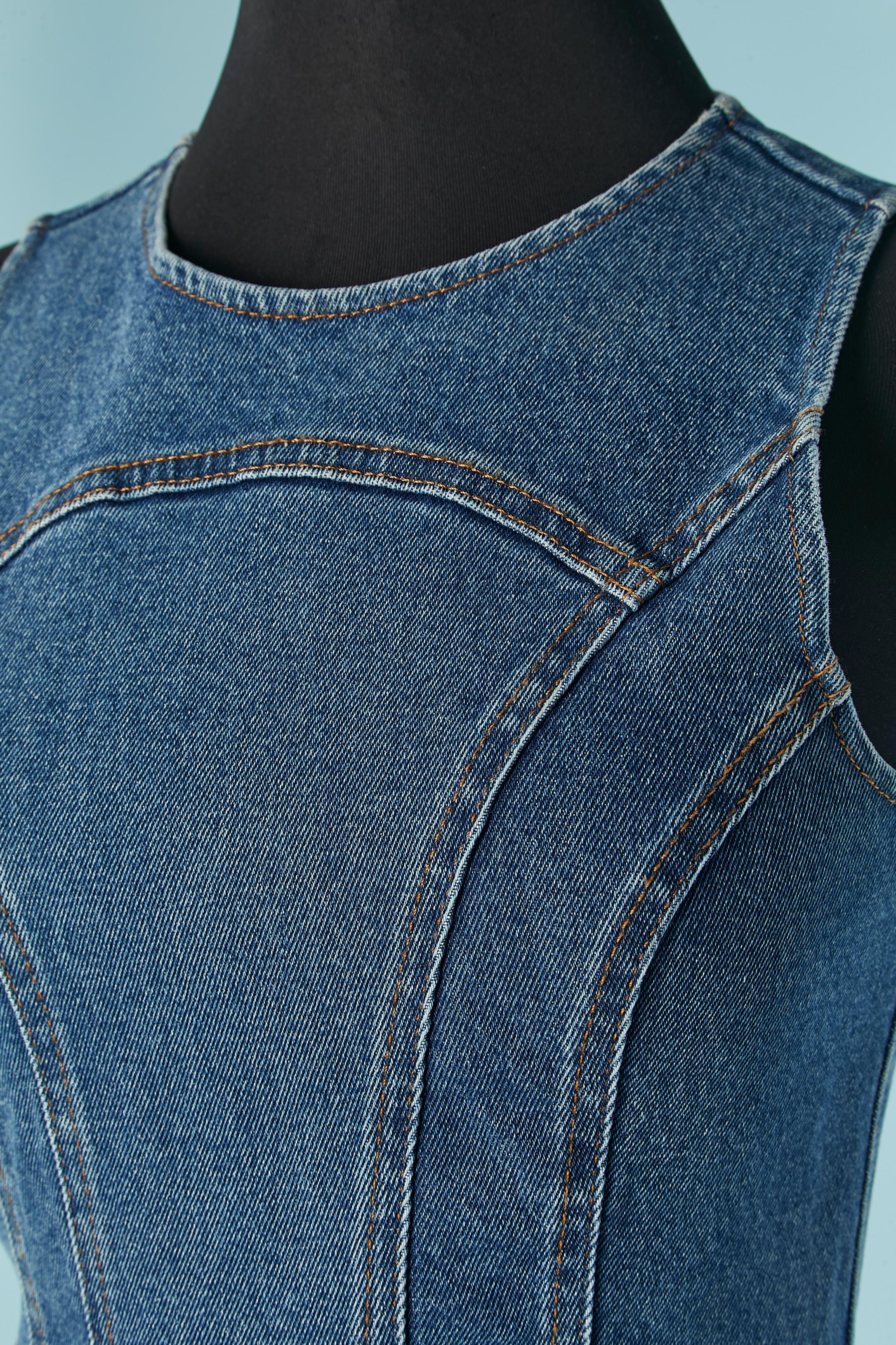 Ärmelloses Kleid aus Jeansstoff VERSACE COUTURE (Blau) im Angebot