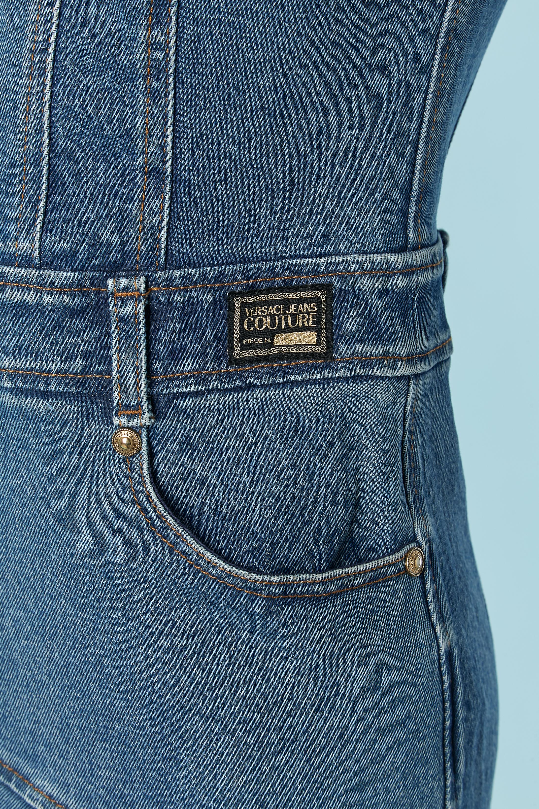 Ärmelloses Kleid aus Jeansstoff VERSACE COUTURE Damen im Angebot